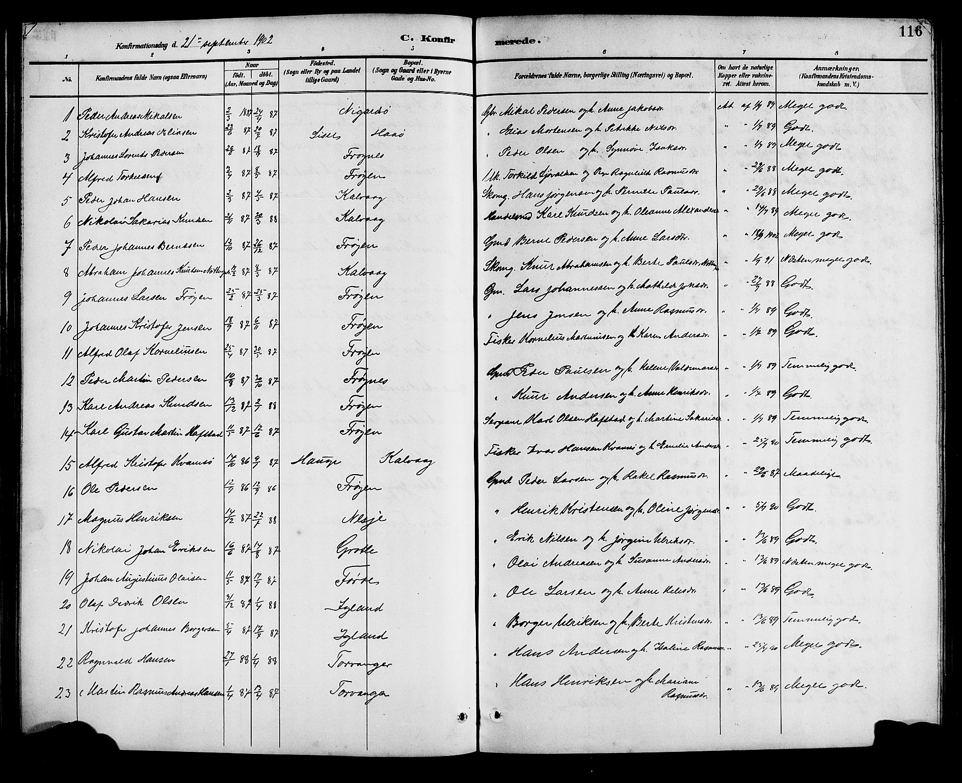 Bremanger sokneprestembete, AV/SAB-A-82201/H/Hab/Haba/L0003: Klokkerbok nr. A 3, 1890-1908, s. 116