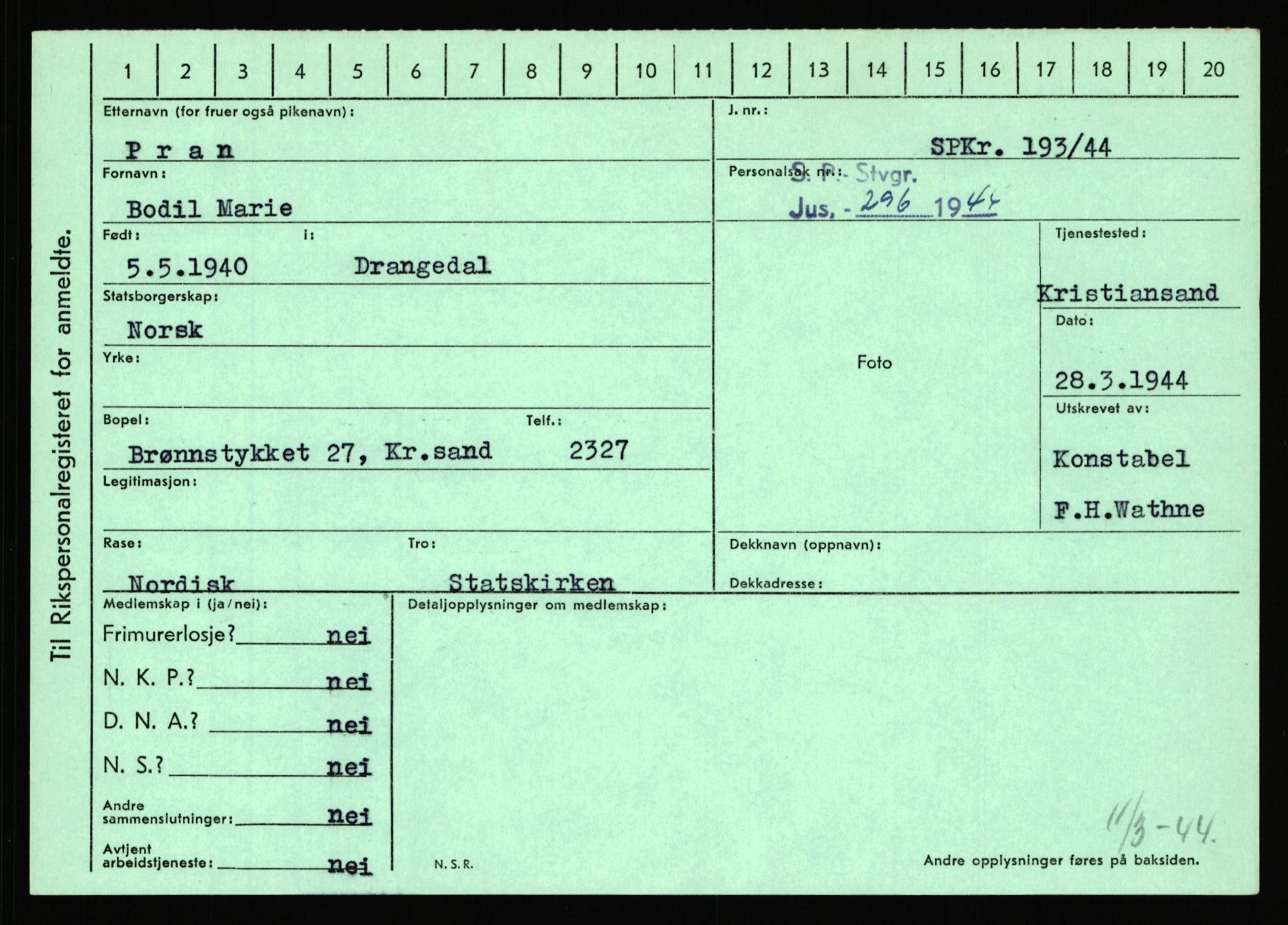 Statspolitiet - Hovedkontoret / Osloavdelingen, AV/RA-S-1329/C/Ca/L0012: Oanæs - Quistgaard	, 1943-1945, s. 4744