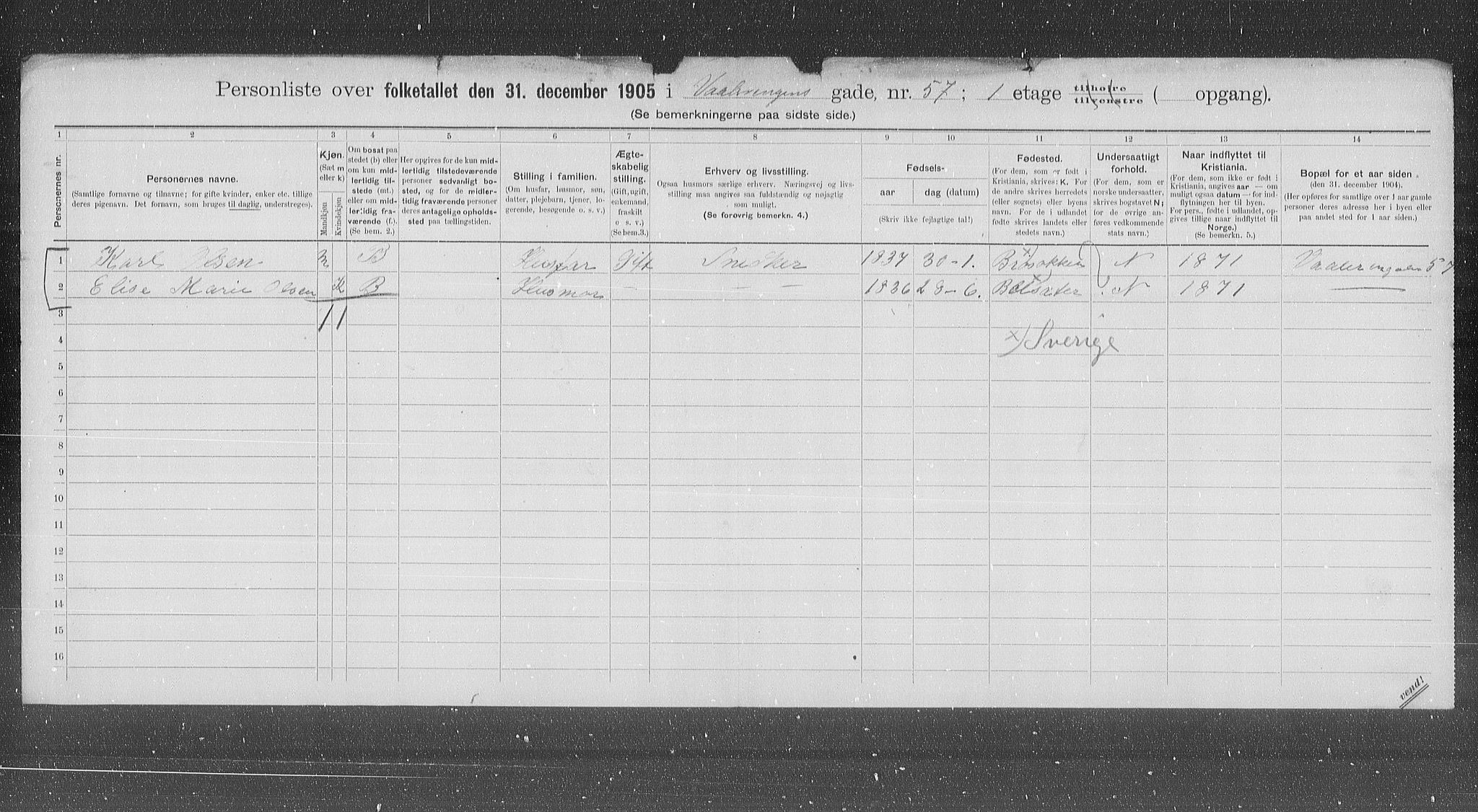 OBA, Kommunal folketelling 31.12.1905 for Kristiania kjøpstad, 1905, s. 64125