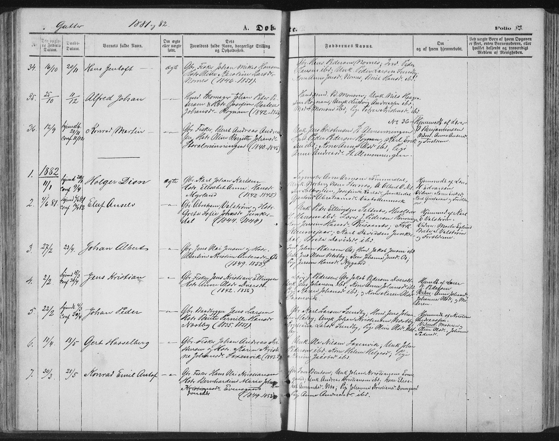 Ministerialprotokoller, klokkerbøker og fødselsregistre - Nordland, SAT/A-1459/847/L0668: Ministerialbok nr. 847A08, 1872-1886, s. 83