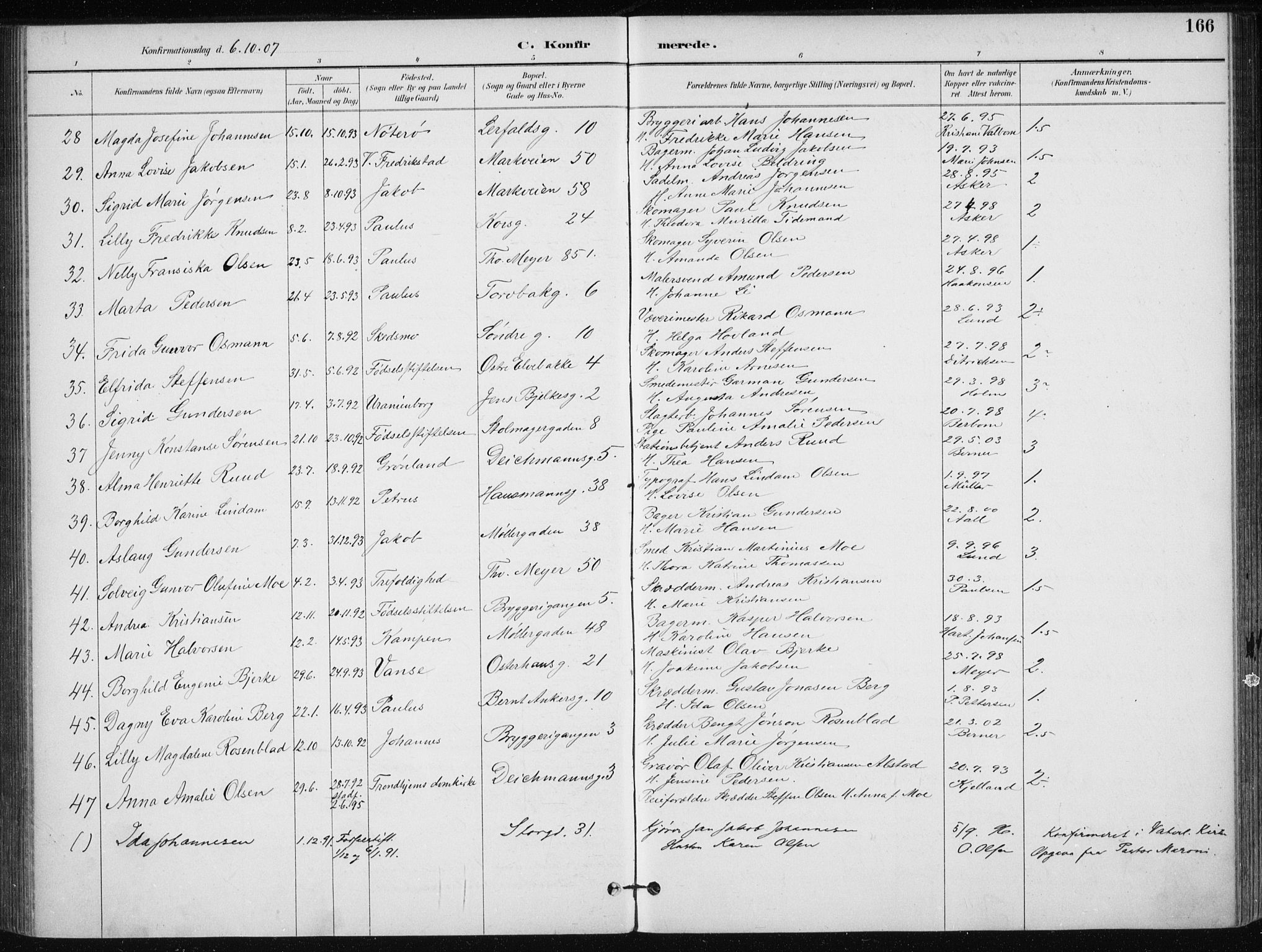 Jakob prestekontor Kirkebøker, AV/SAO-A-10850/F/Fa/L0008: Ministerialbok nr. 8, 1892-1924, s. 166