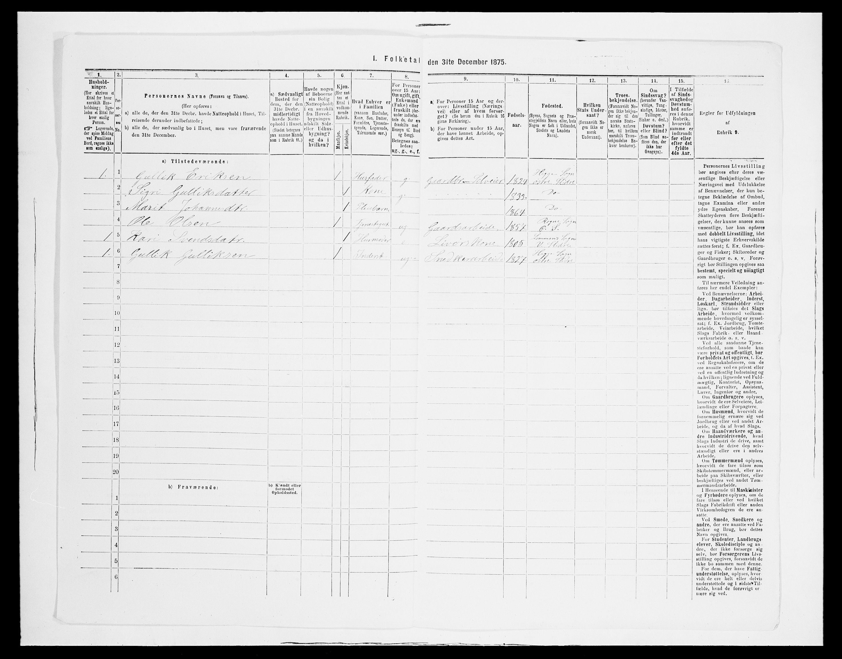 SAH, Folketelling 1875 for 0544P Øystre Slidre prestegjeld, 1875, s. 178