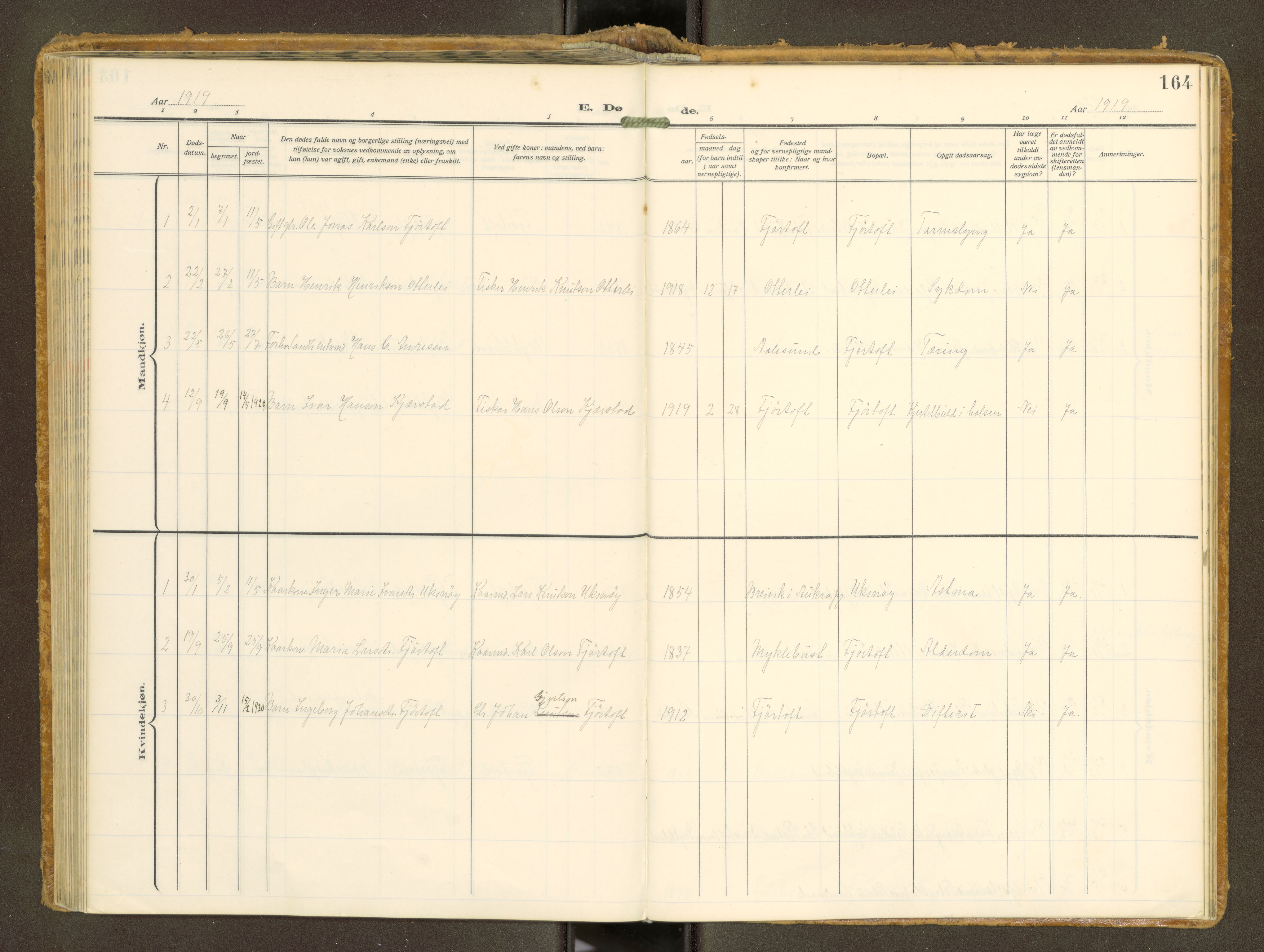 Ministerialprotokoller, klokkerbøker og fødselsregistre - Møre og Romsdal, AV/SAT-A-1454/538/L0528: Ministerialbok nr. 538A--, 1911-1935, s. 164