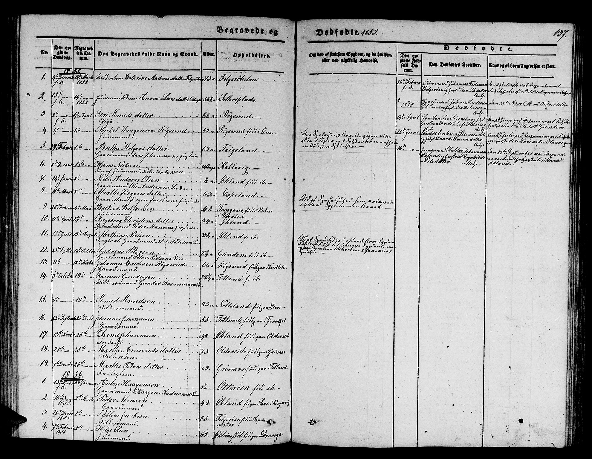 Finnås sokneprestembete, AV/SAB-A-99925/H/Ha/Hab/Haba/L0001: Klokkerbok nr. A 1, 1851-1873, s. 137