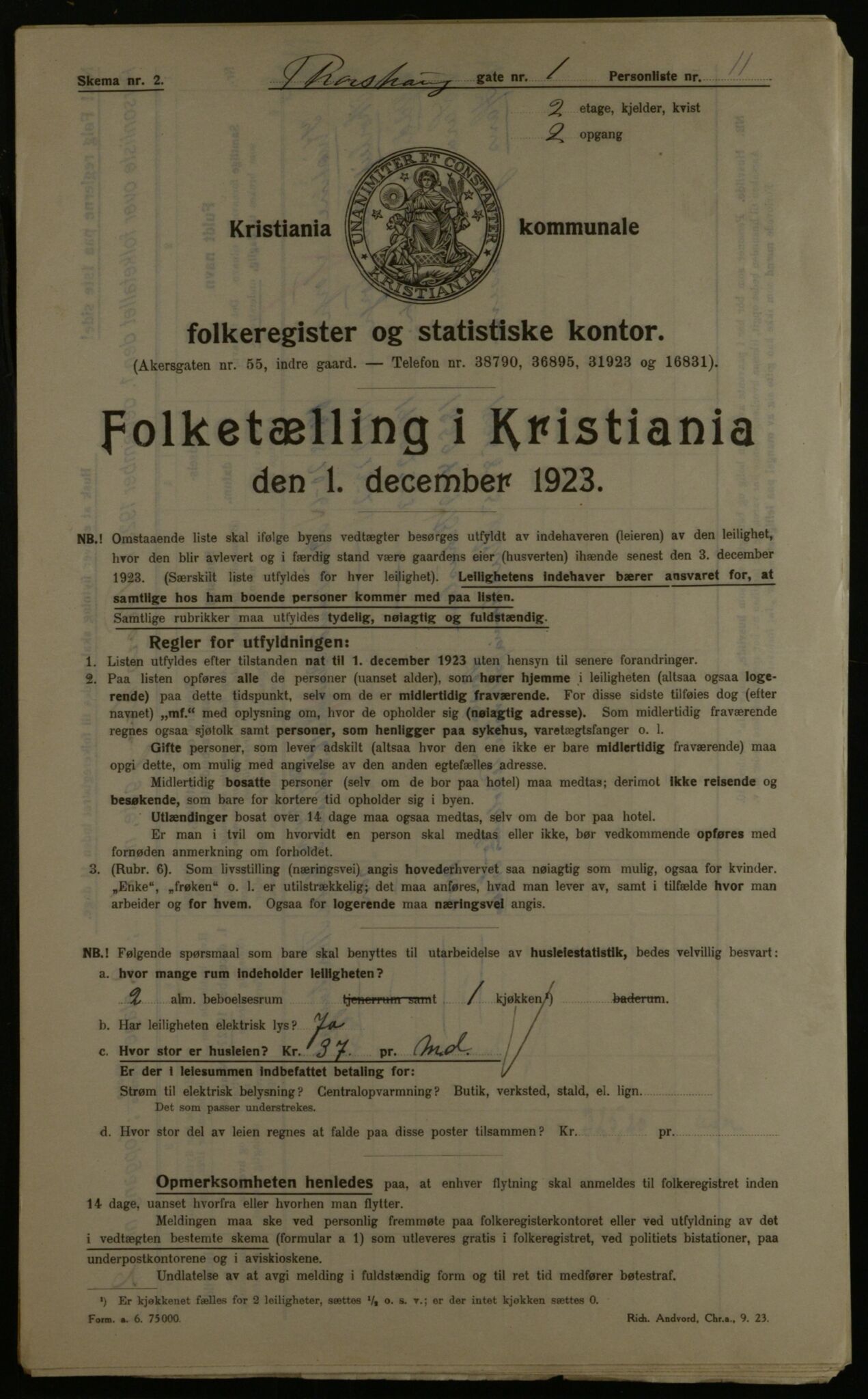 OBA, Kommunal folketelling 1.12.1923 for Kristiania, 1923, s. 126177