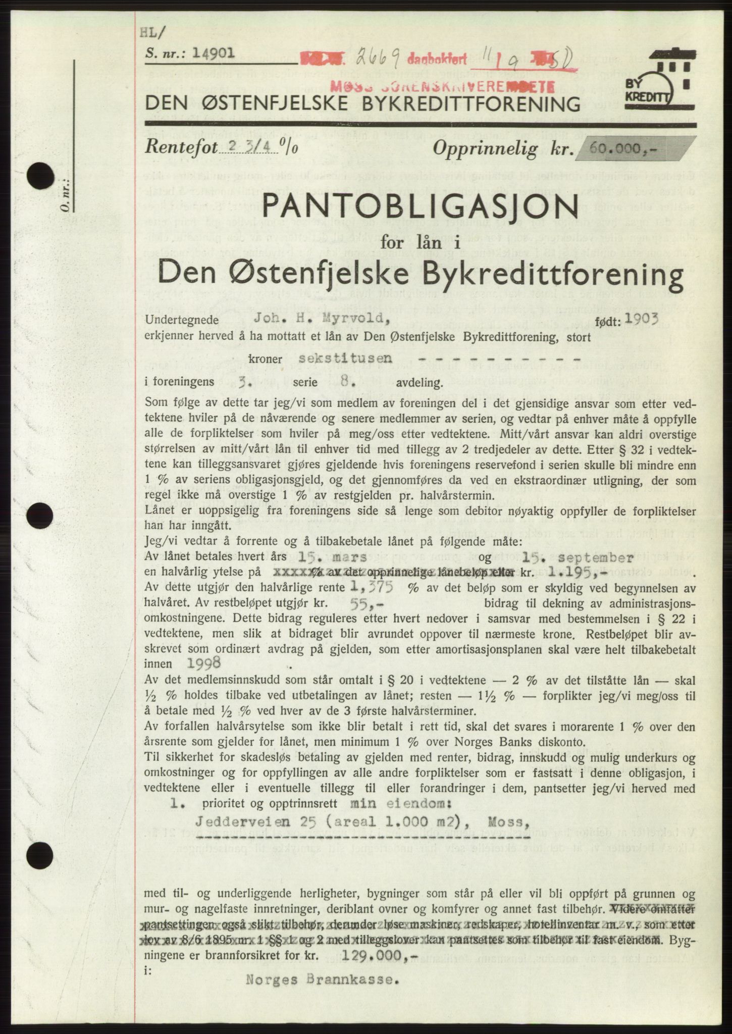 Moss sorenskriveri, SAO/A-10168: Pantebok nr. B25, 1950-1950, Dagboknr: 2669/1950
