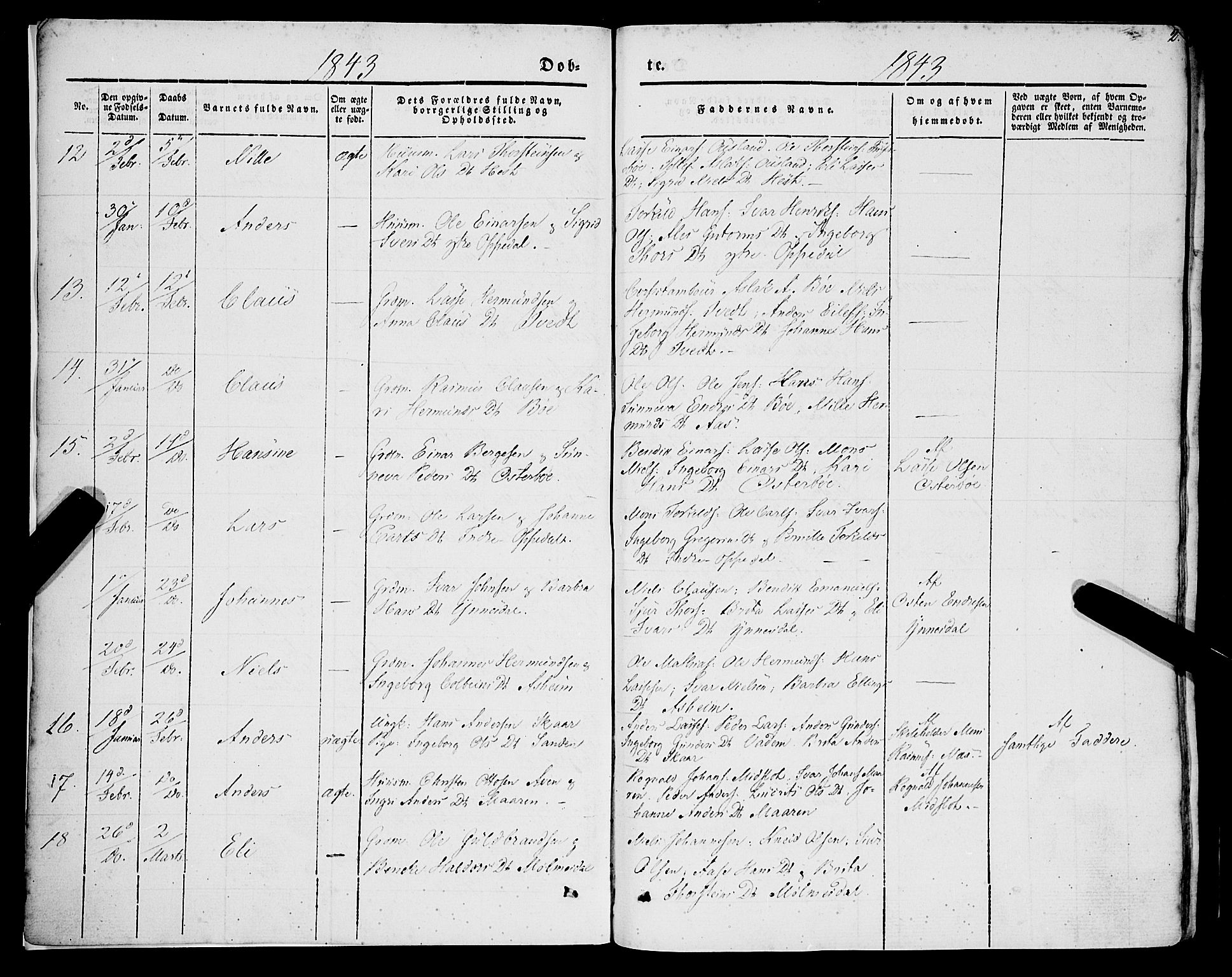 Lavik sokneprestembete, SAB/A-80901: Ministerialbok nr. A 3, 1843-1863, s. 2
