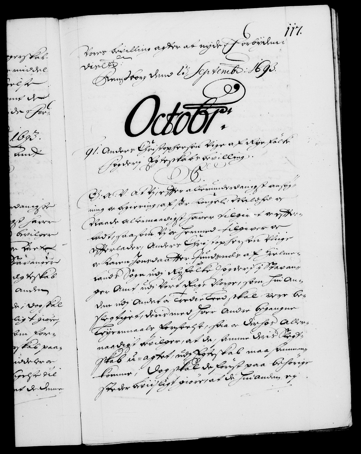 Danske Kanselli 1572-1799, AV/RA-EA-3023/F/Fc/Fca/Fcaa/L0016: Norske registre (mikrofilm), 1692-1697, s. 117a