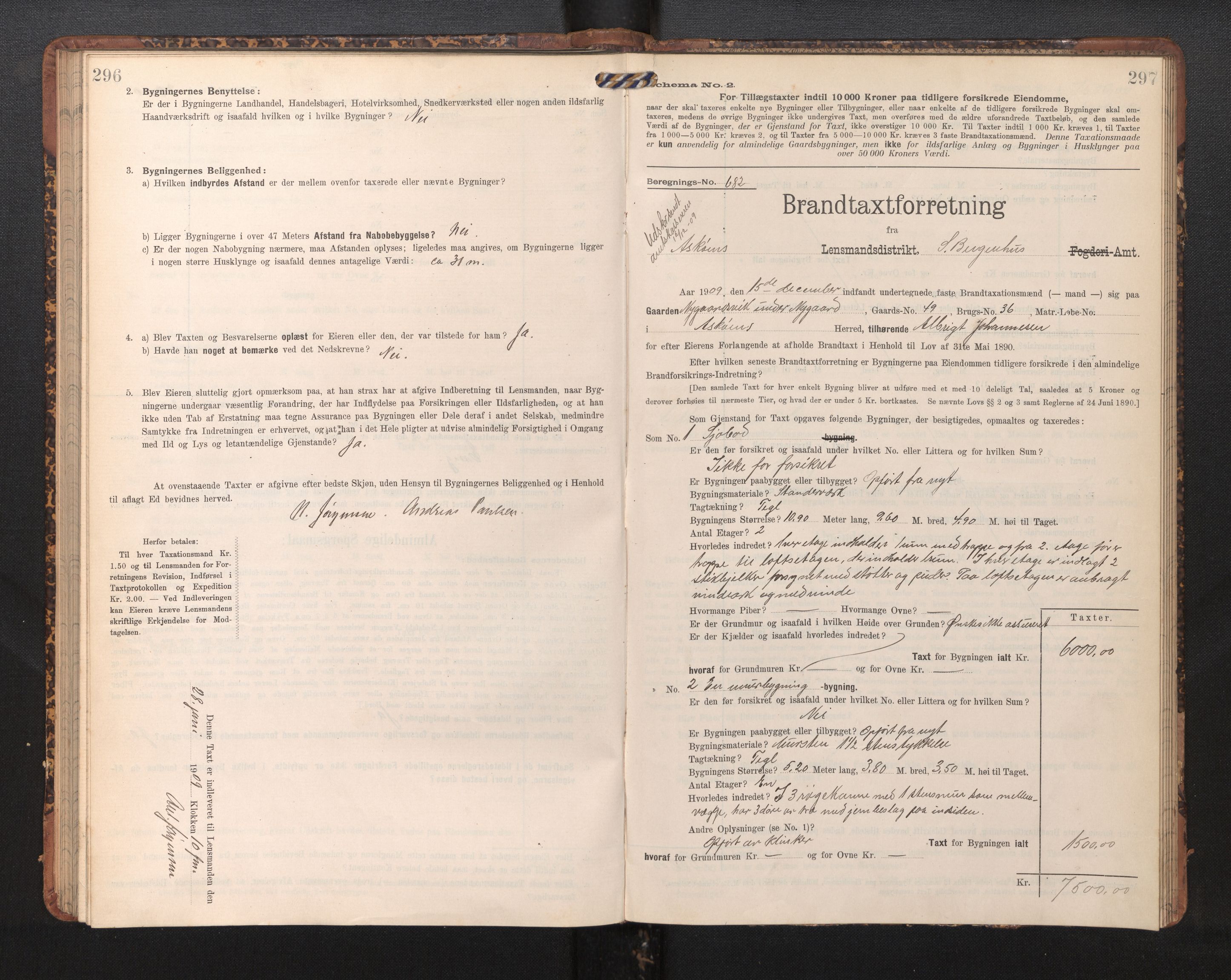 Lensmannen i Askøy, AV/SAB-A-31001/0012/L0006: Branntakstprotokoll, skjematakst, Laksevåg, 1907-1917, s. 296-297