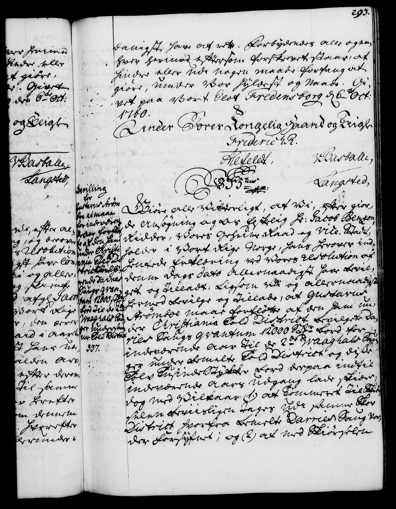Rentekammeret, Kammerkanselliet, RA/EA-3111/G/Gg/Gga/L0007: Norsk ekspedisjonsprotokoll med register (merket RK 53.7), 1759-1768, s. 293