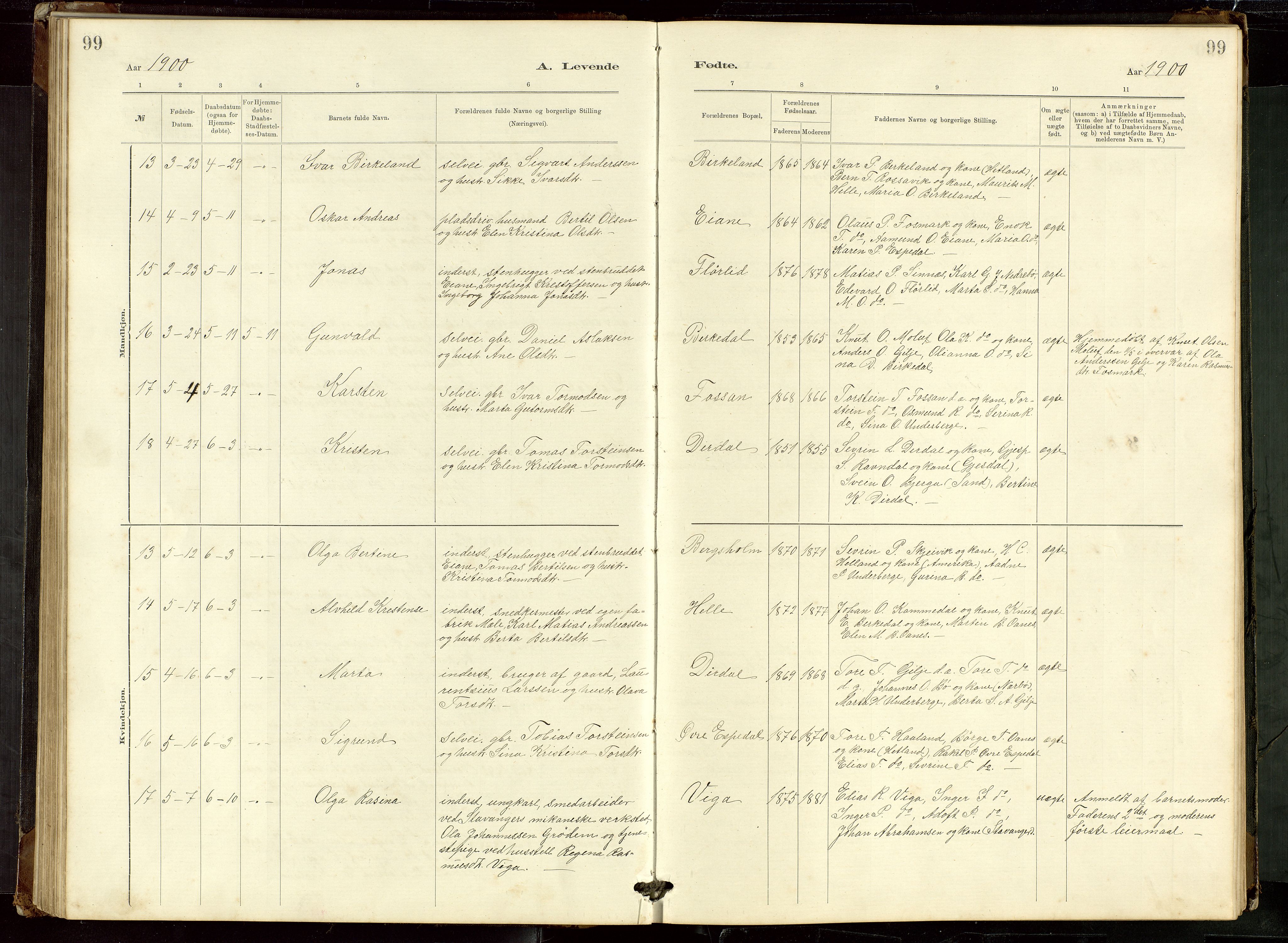 Høgsfjord sokneprestkontor, AV/SAST-A-101624/H/Ha/Hab/L0009: Klokkerbok nr. B 9, 1883-1920, s. 99