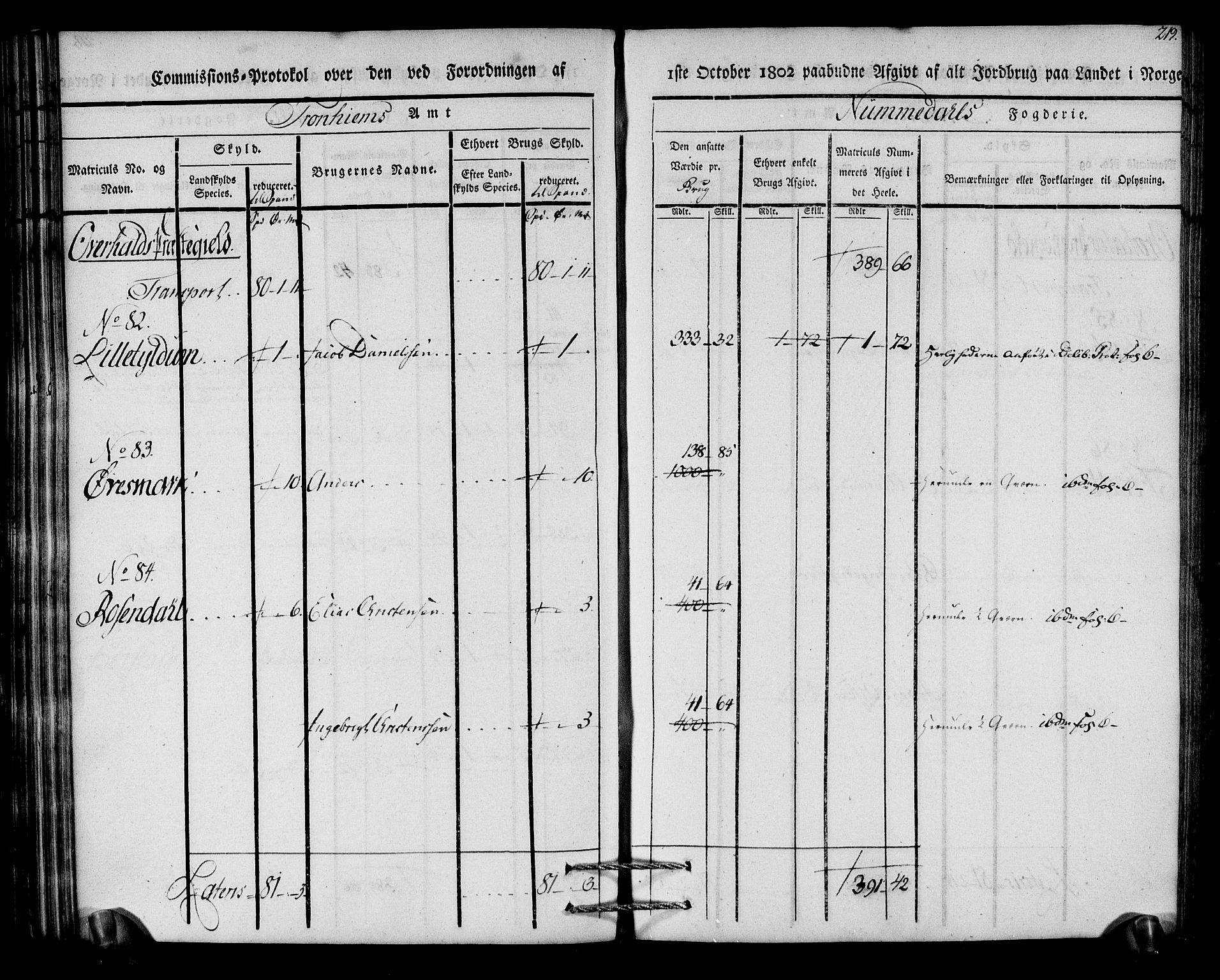 Rentekammeret inntil 1814, Realistisk ordnet avdeling, RA/EA-4070/N/Ne/Nea/L0154: Namdalen fogderi. Kommisjonsprotokoll, 1803, s. 220