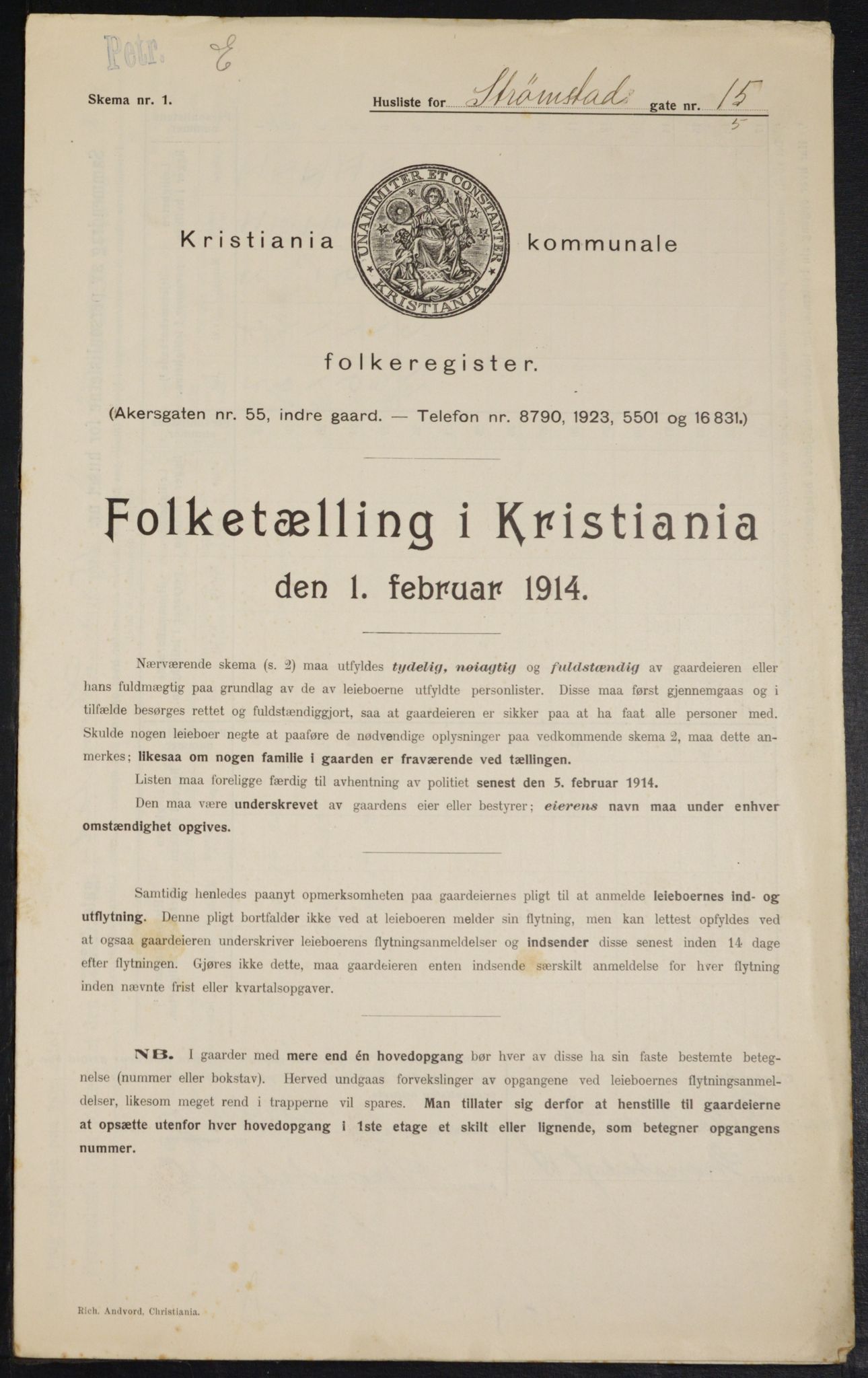 OBA, Kommunal folketelling 1.2.1914 for Kristiania, 1914, s. 104621