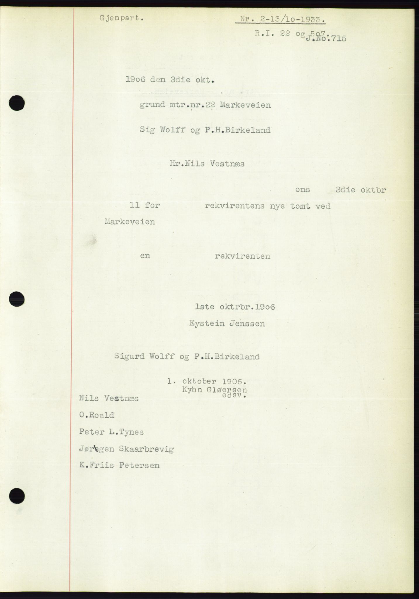 Ålesund byfogd, AV/SAT-A-4384: Pantebok nr. 31, 1933-1934, Tingl.dato: 13.10.1933