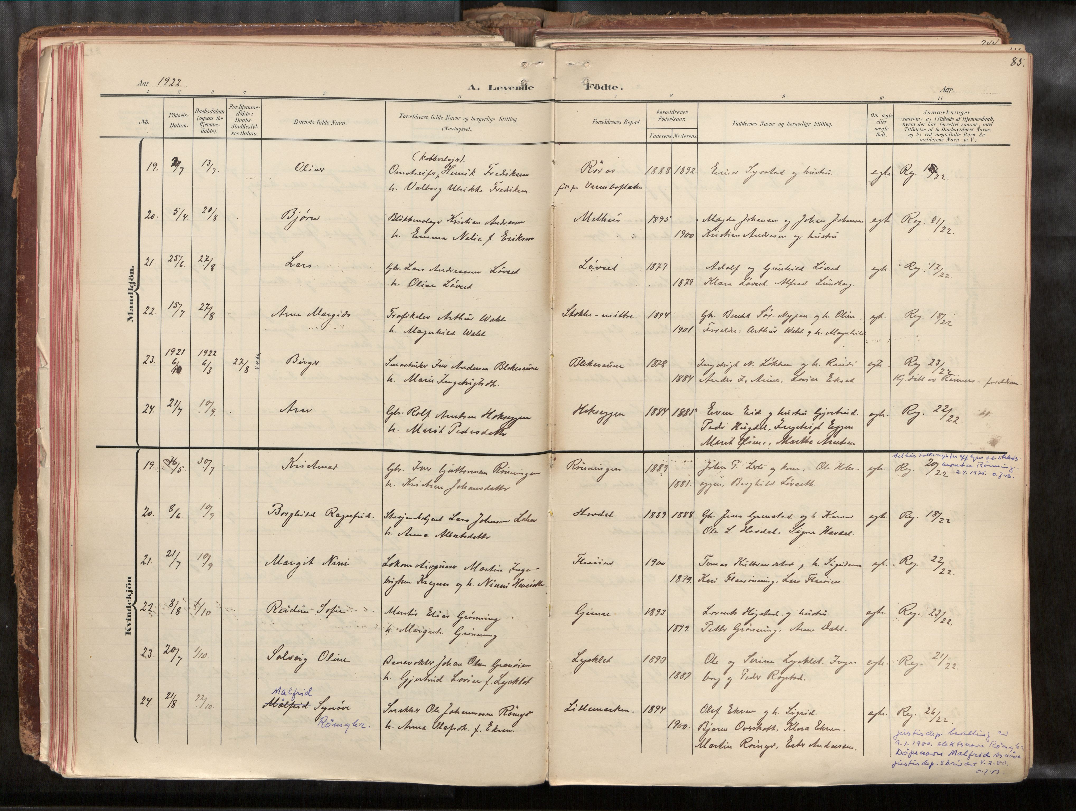 Ministerialprotokoller, klokkerbøker og fødselsregistre - Sør-Trøndelag, AV/SAT-A-1456/691/L1085b: Ministerialbok nr. 691A18, 1908-1930, s. 85