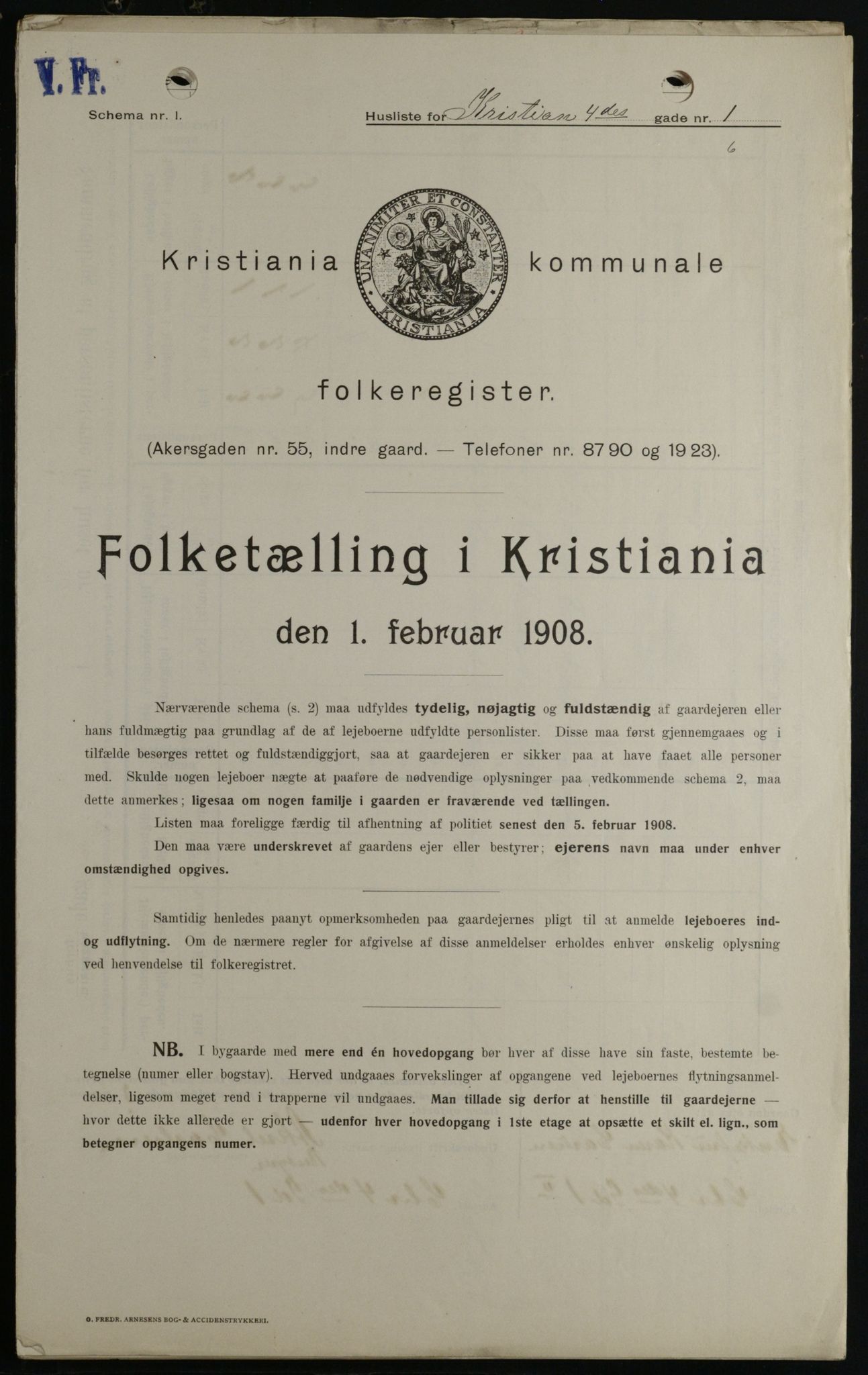 OBA, Kommunal folketelling 1.2.1908 for Kristiania kjøpstad, 1908, s. 48462