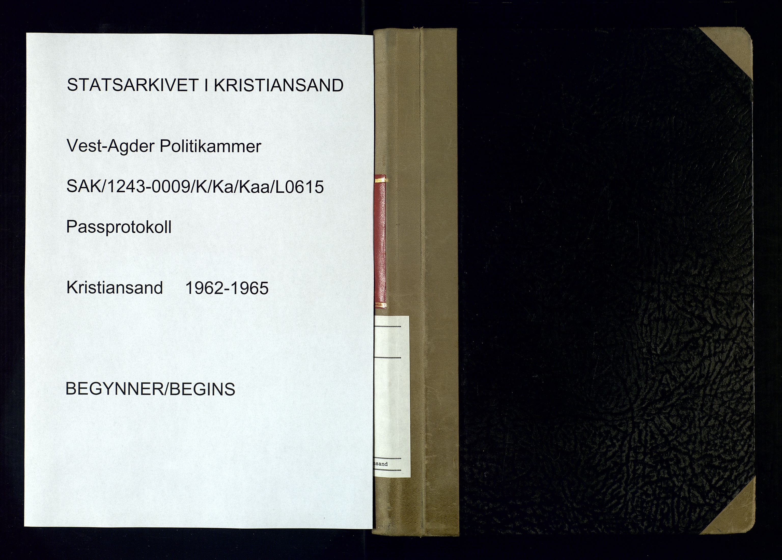 Kristiansand politikammer - 2, SAK/1243-0009/K/Ka/Kaa/L0615: Passprotokoll, liste med løpenumre, 1962-1965