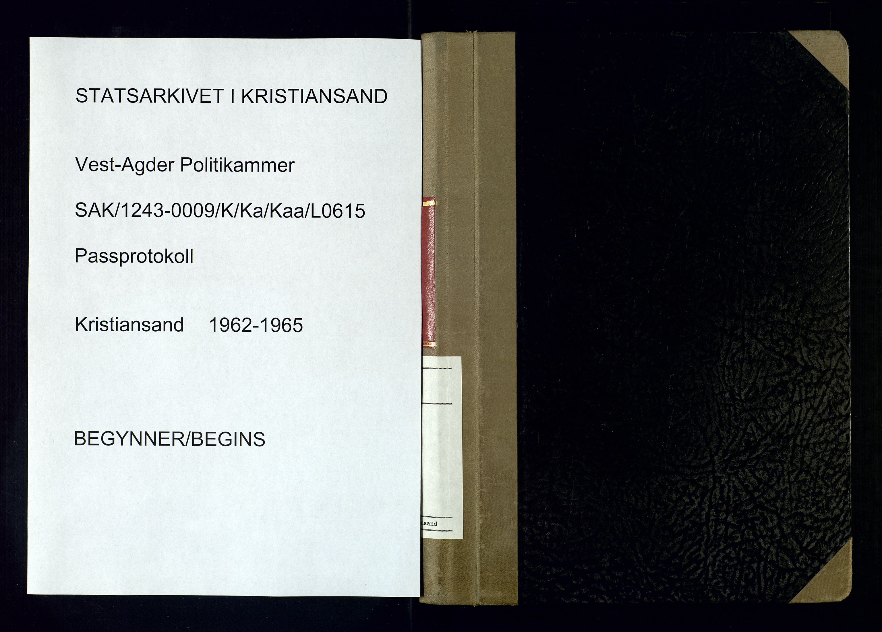 Kristiansand politikammer - 2, AV/SAK-1243-0009/K/Ka/Kaa/L0615: Passprotokoll, liste med løpenumre, 1962-1965