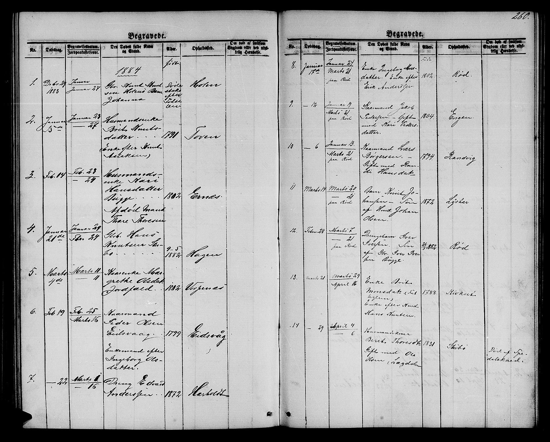 Ministerialprotokoller, klokkerbøker og fødselsregistre - Møre og Romsdal, AV/SAT-A-1454/551/L0630: Klokkerbok nr. 551C02, 1867-1885, s. 260