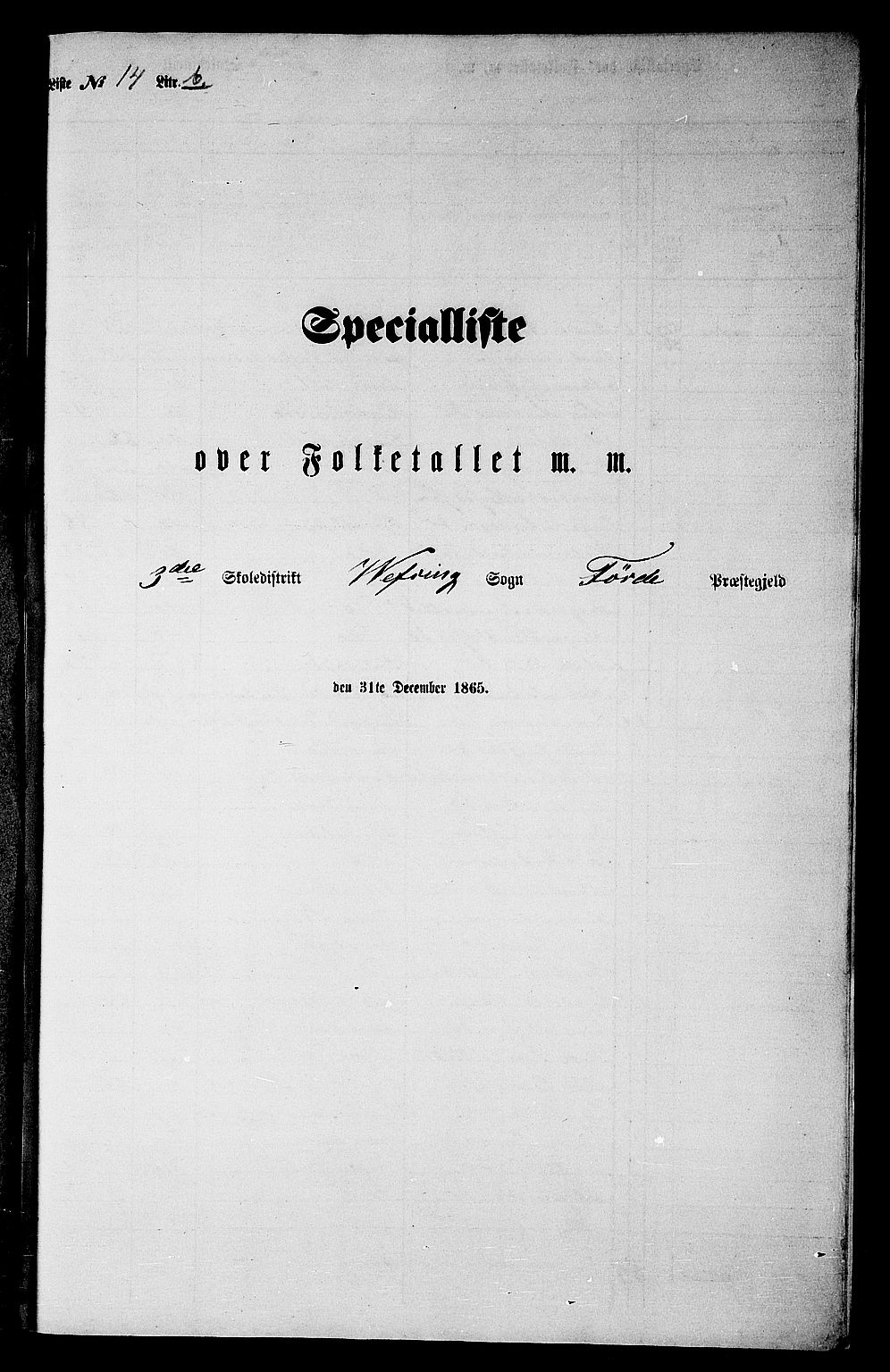 RA, Folketelling 1865 for 1432P Førde prestegjeld, 1865, s. 289