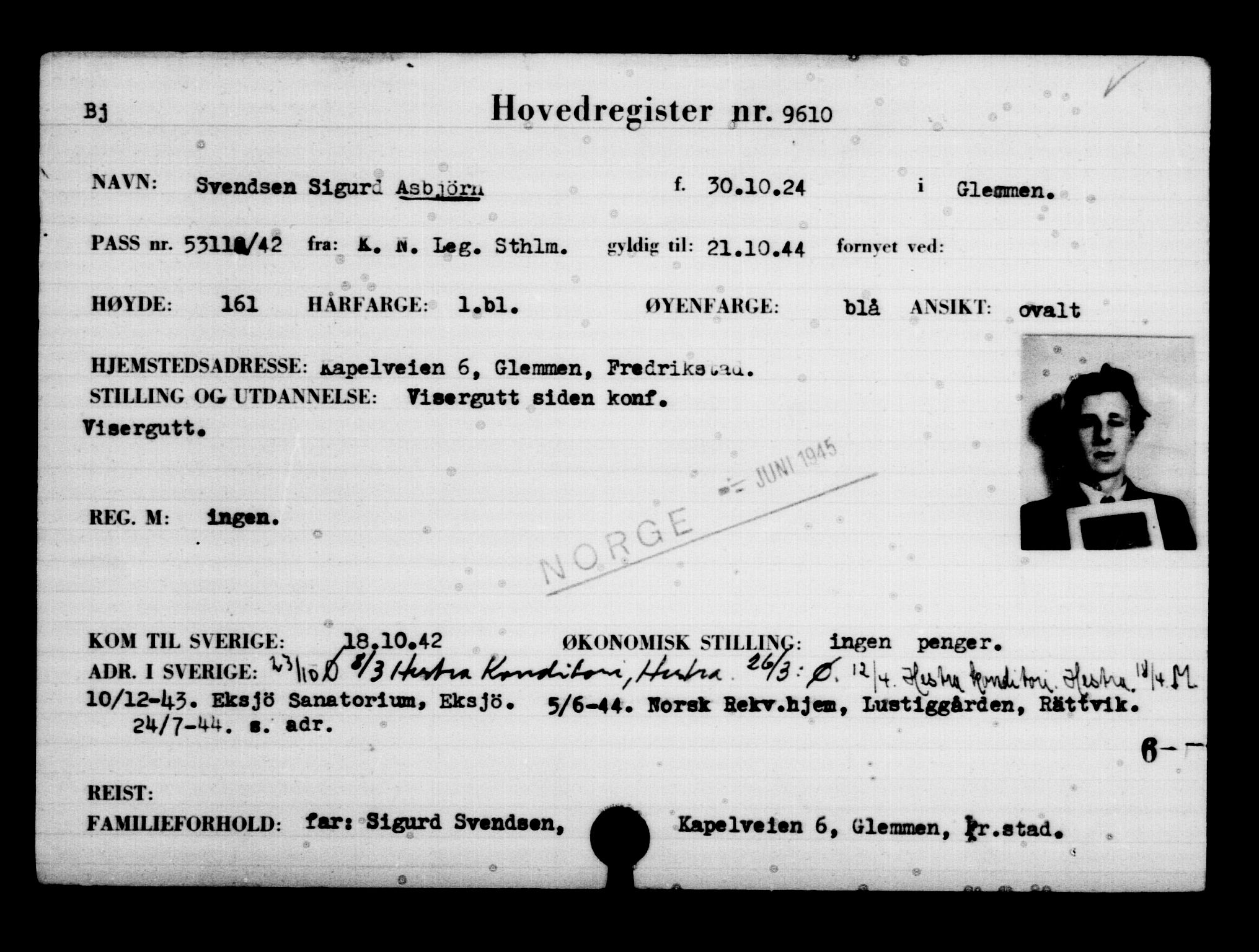 Utenriksstasjonene, Legasjonen i Stockholm, Flyktningkontoret, AV/RA-S-6753/V/Va/L0006: Kjesäterkartoteket, flyktninger med registreringsnr. 9400-12711, 1940-1945, s. 236