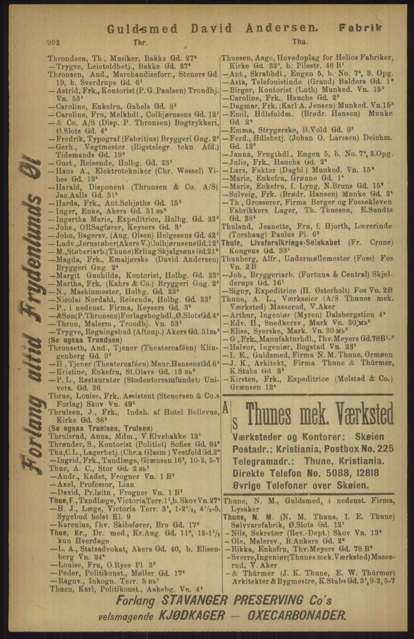 Kristiania/Oslo adressebok, PUBL/-, 1911, s. 992