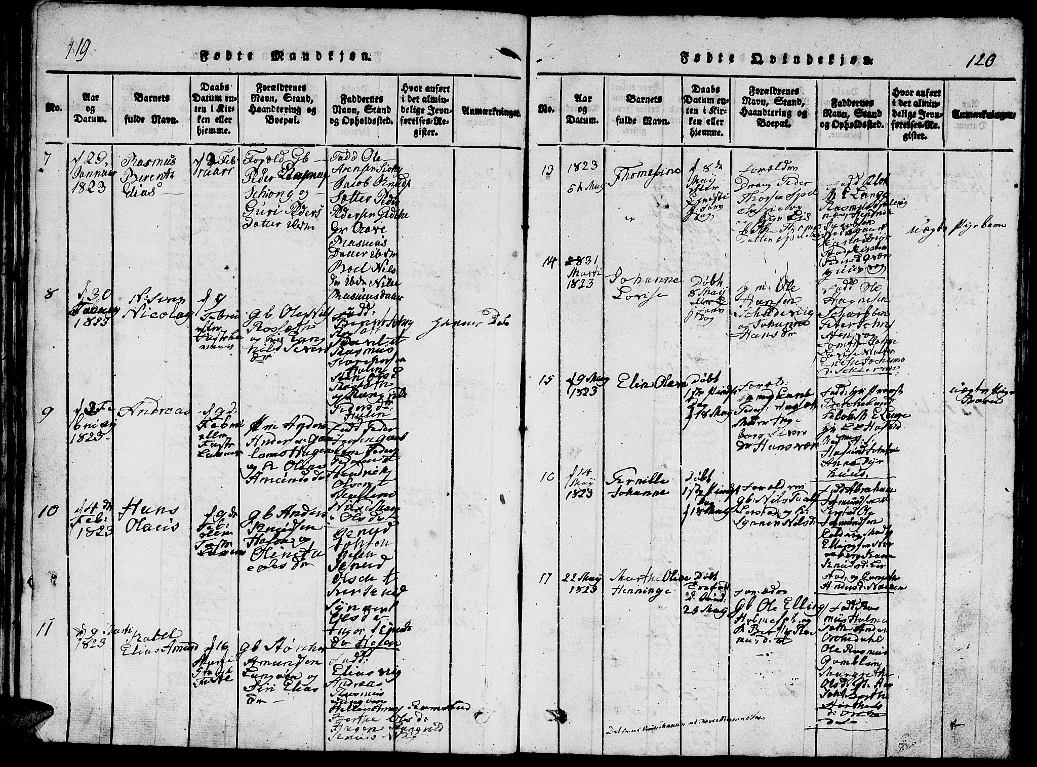 Ministerialprotokoller, klokkerbøker og fødselsregistre - Møre og Romsdal, AV/SAT-A-1454/528/L0423: Klokkerbok nr. 528C04, 1816-1827, s. 119-120