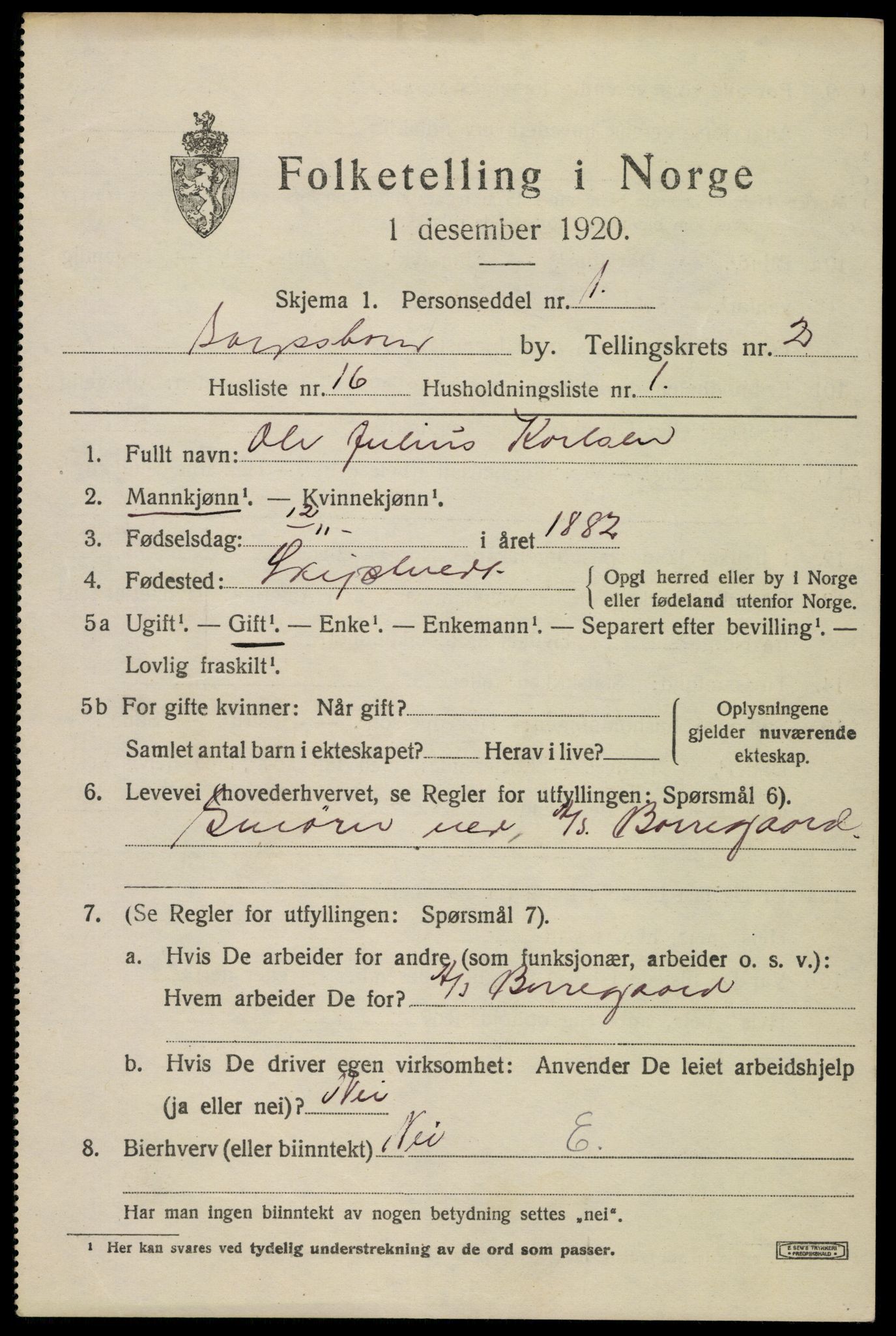 SAO, Folketelling 1920 for 0102 Sarpsborg kjøpstad, 1920, s. 9554