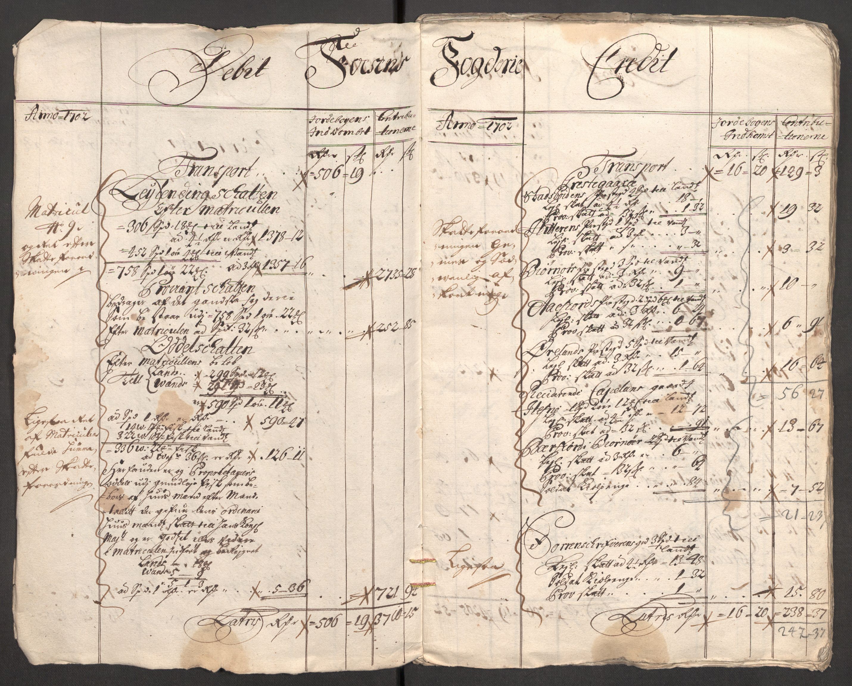 Rentekammeret inntil 1814, Reviderte regnskaper, Fogderegnskap, RA/EA-4092/R57/L3855: Fogderegnskap Fosen, 1702-1703, s. 6