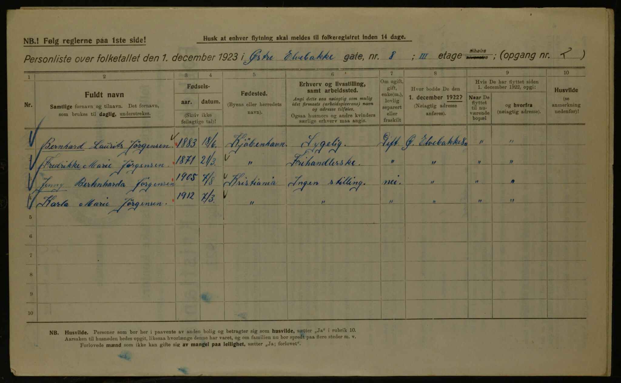 OBA, Kommunal folketelling 1.12.1923 for Kristiania, 1923, s. 142748