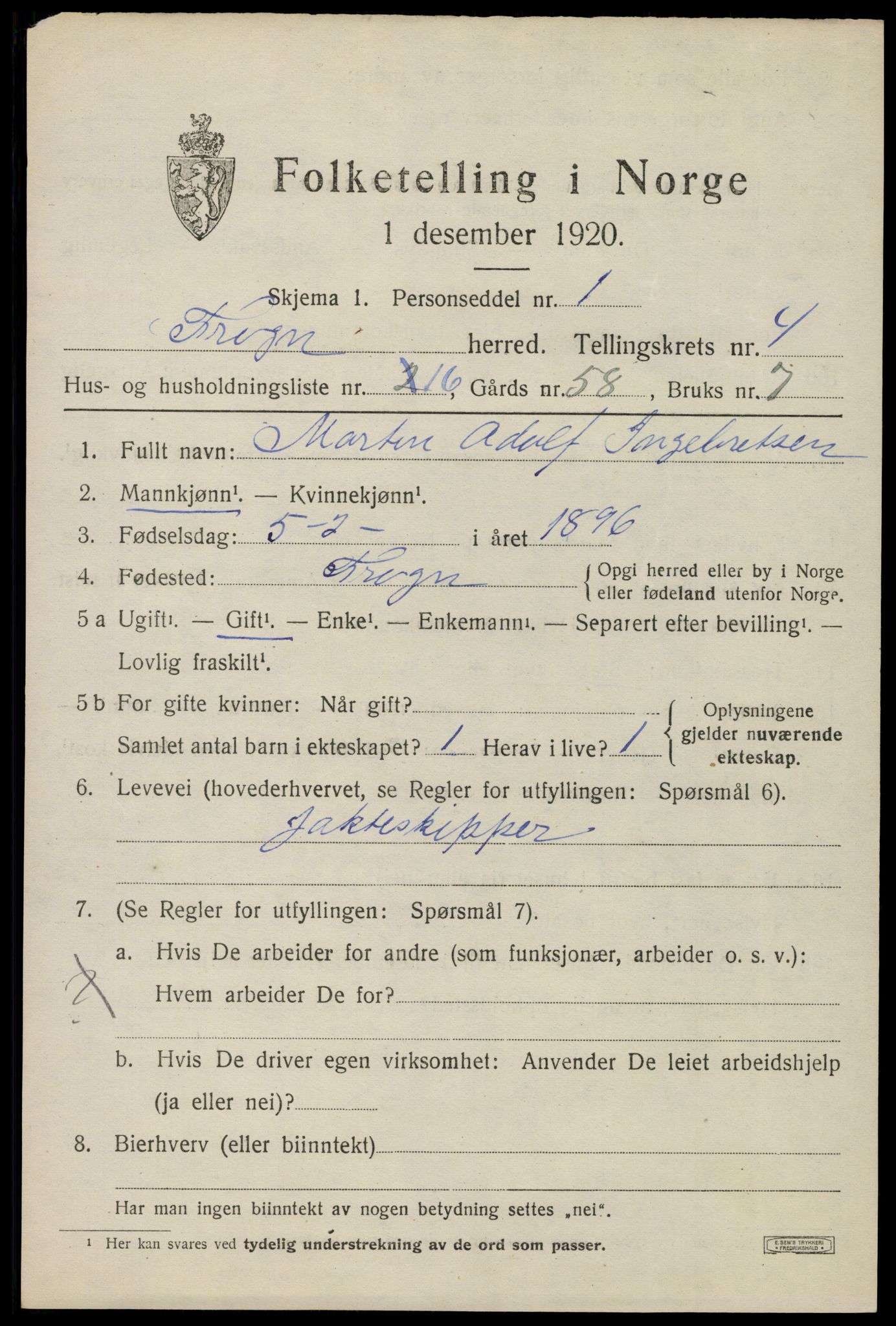 SAO, Folketelling 1920 for 0215 Frogn herred, 1920, s. 5681