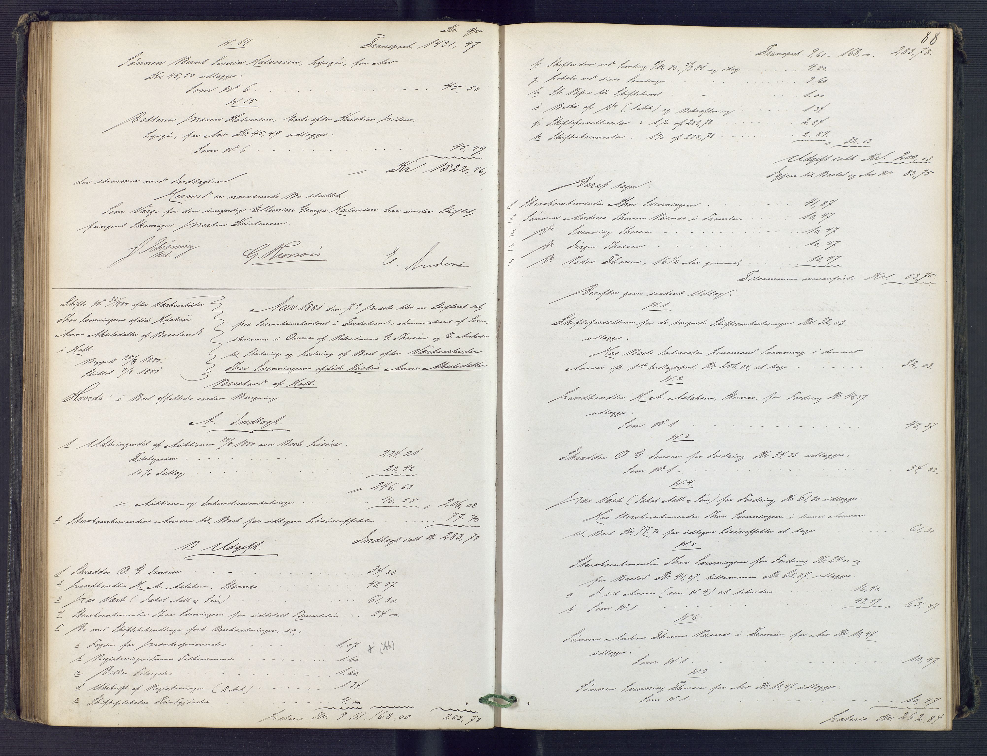 Holt sorenskriveri, SAK/1221-0002/H/Hc/L0033: Skifteutlodningsprotokoll nr. 8, 1879-1884, s. 87b-88a