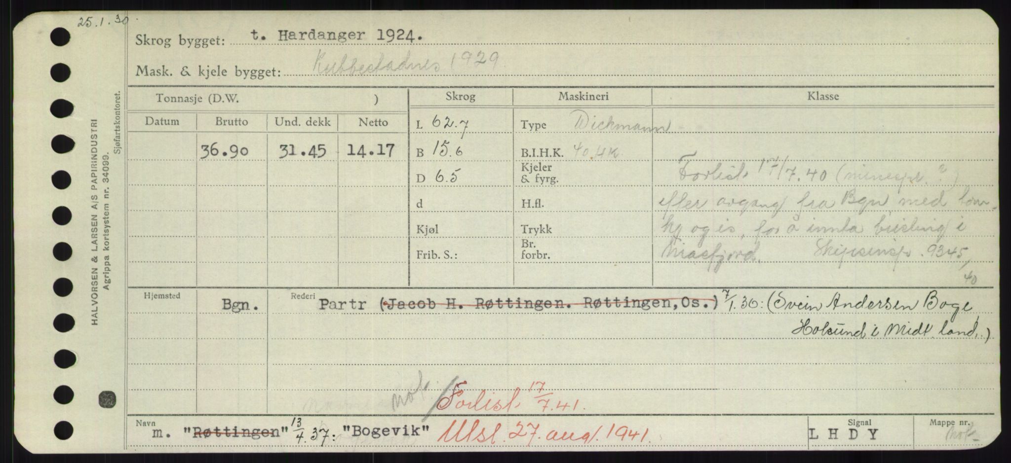 Sjøfartsdirektoratet med forløpere, Skipsmålingen, RA/S-1627/H/Hd/L0004: Fartøy, Bia-Boy, s. 413