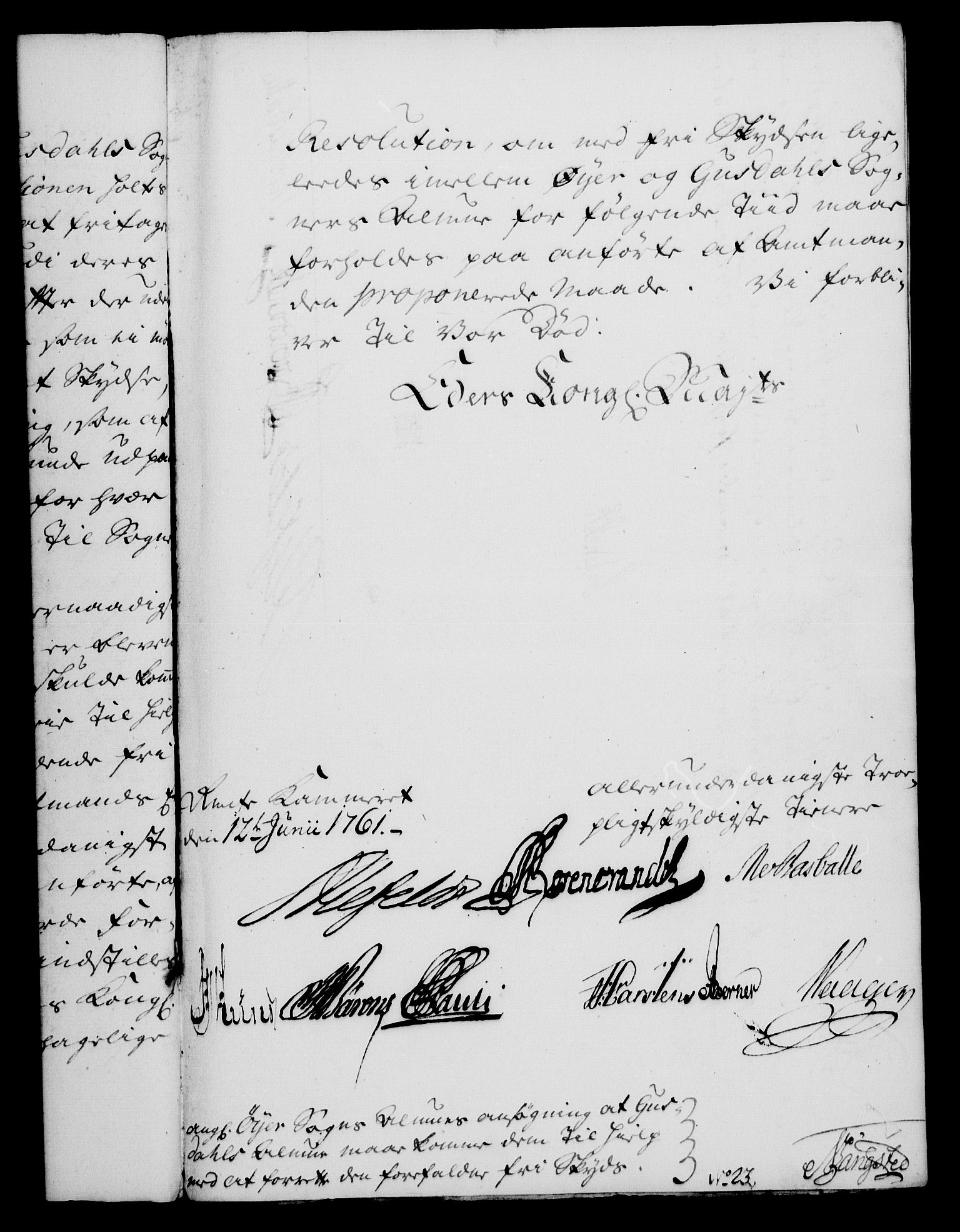 Rentekammeret, Kammerkanselliet, AV/RA-EA-3111/G/Gf/Gfa/L0043: Norsk relasjons- og resolusjonsprotokoll (merket RK 52.43), 1761, s. 274