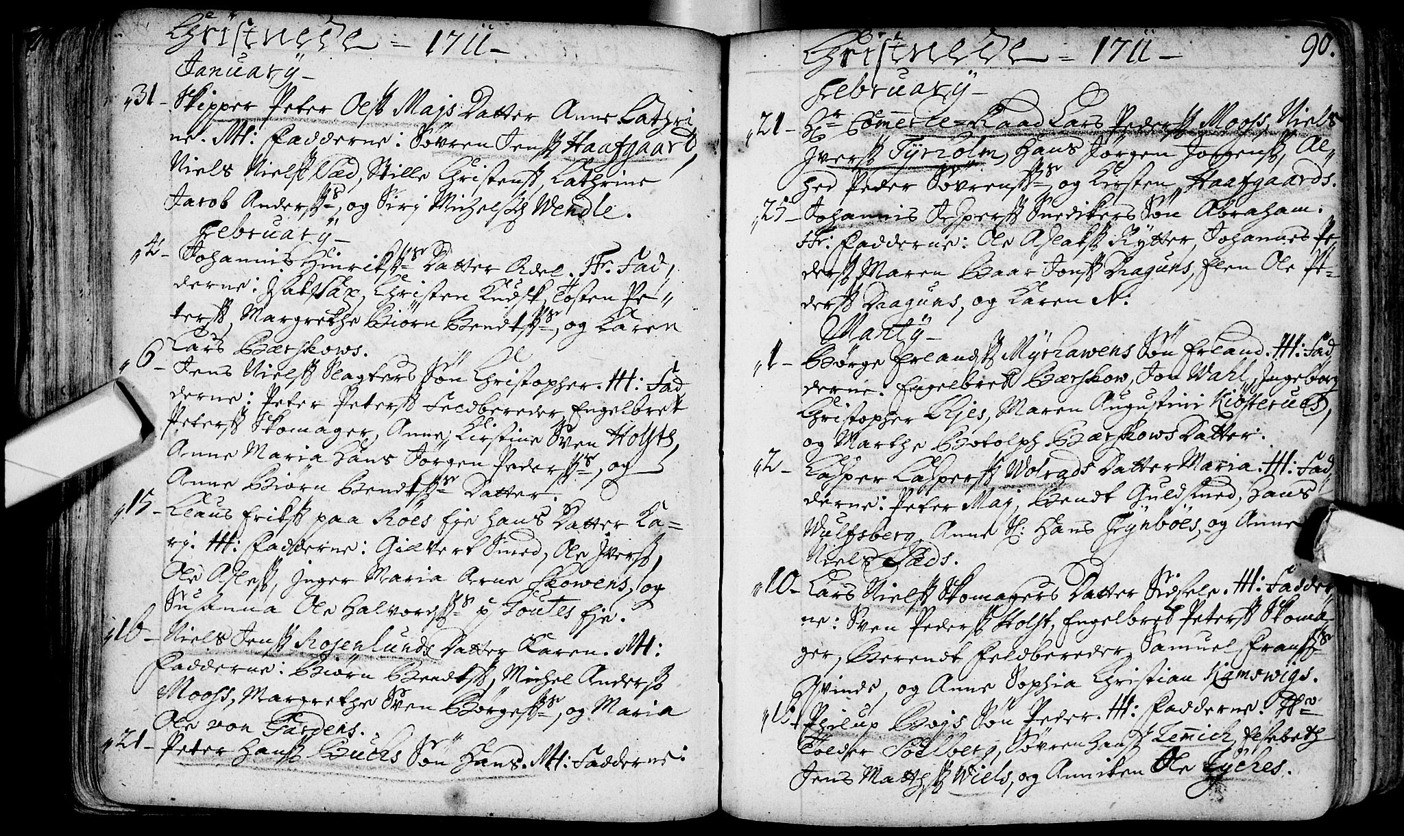 Bragernes kirkebøker, AV/SAKO-A-6/F/Fa/L0003: Ministerialbok nr. I 3, 1706-1734, s. 90