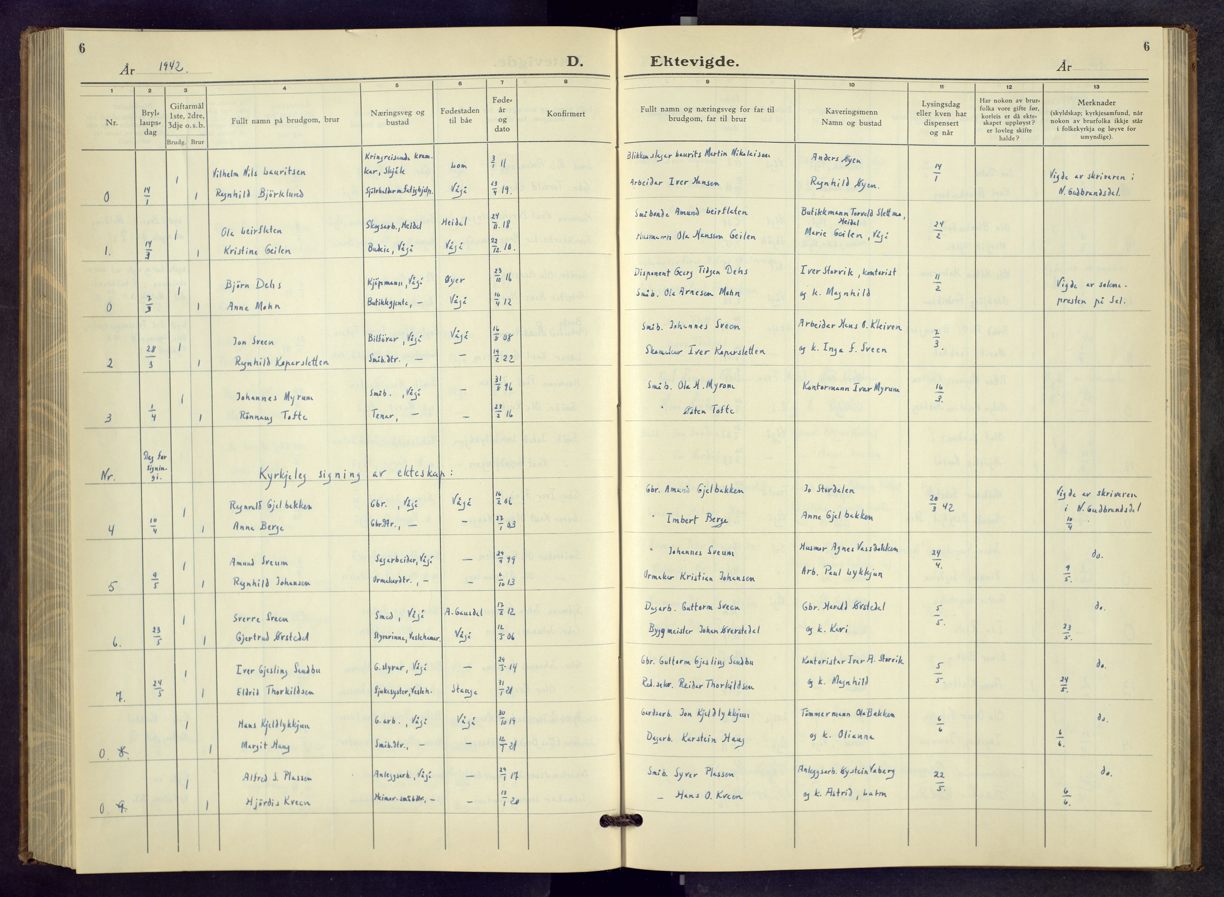 Vågå prestekontor, SAH/PREST-076/H/Ha/Hab/L0003: Klokkerbok nr. 3, 1940-1961, s. 6