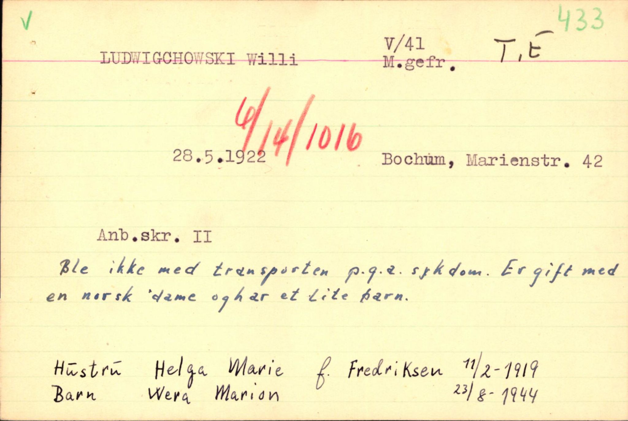 Forsvaret, Forsvarets overkommando II, AV/RA-RAFA-3915/D/Db/L0020: CI Questionaires. Tyske okkupasjonsstyrker i Norge. Tyskere., 1945-1946, s. 372