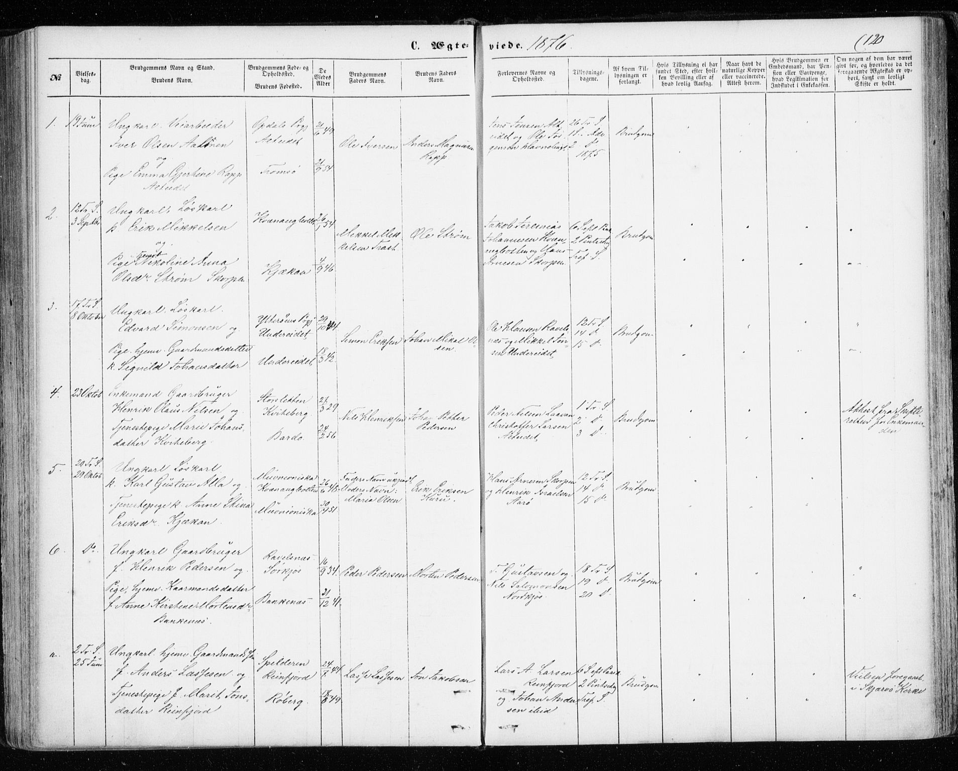 Skjervøy sokneprestkontor, AV/SATØ-S-1300/H/Ha/Haa/L0011kirke: Ministerialbok nr. 11, 1861-1877, s. 120