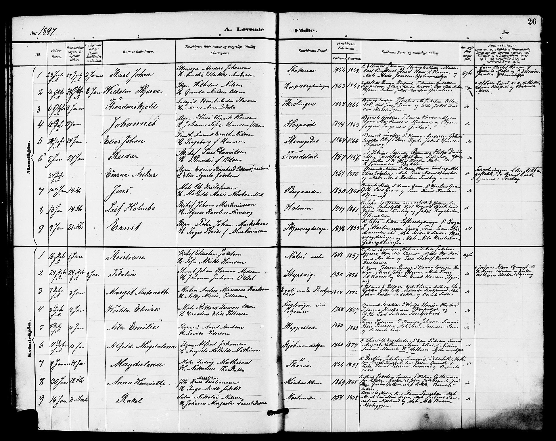 Nøtterøy kirkebøker, AV/SAKO-A-354/G/Ga/L0004: Klokkerbok nr. I 4, 1894-1909, s. 26