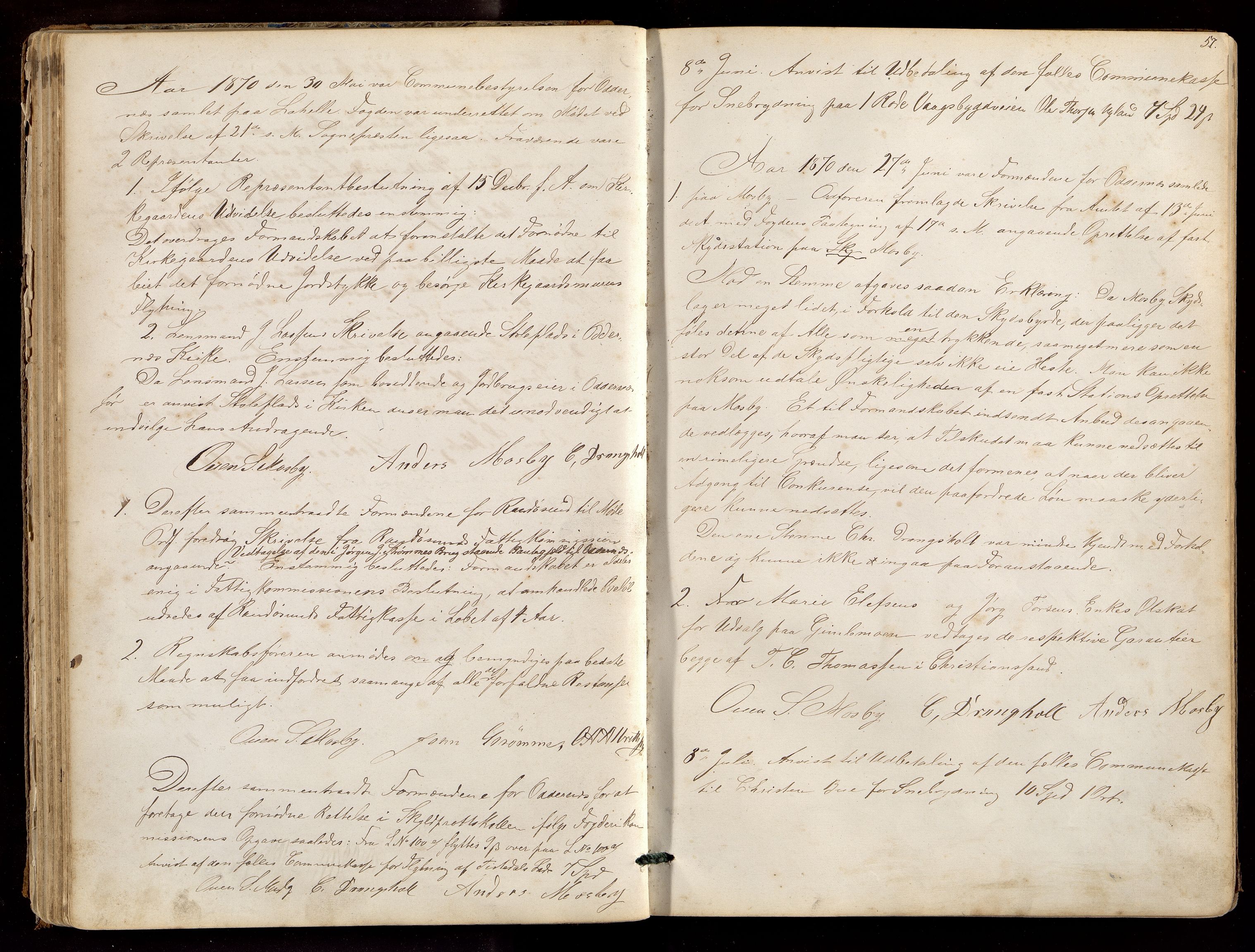 Oddernes kommune - Formannskapet, ARKSOR/1001OD120/A/Aa/L0002: Møtebok (d), 1865-1881, s. 57