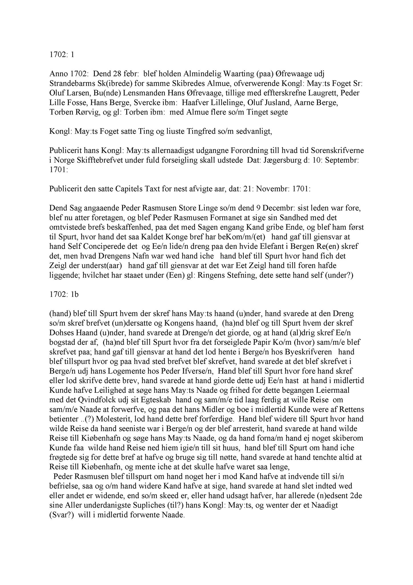 Samling av fulltekstavskrifter, SAB/FULLTEKST/A/12/0026: Sunnhordland sorenskriveri, tingbok nr. A 25, 1702