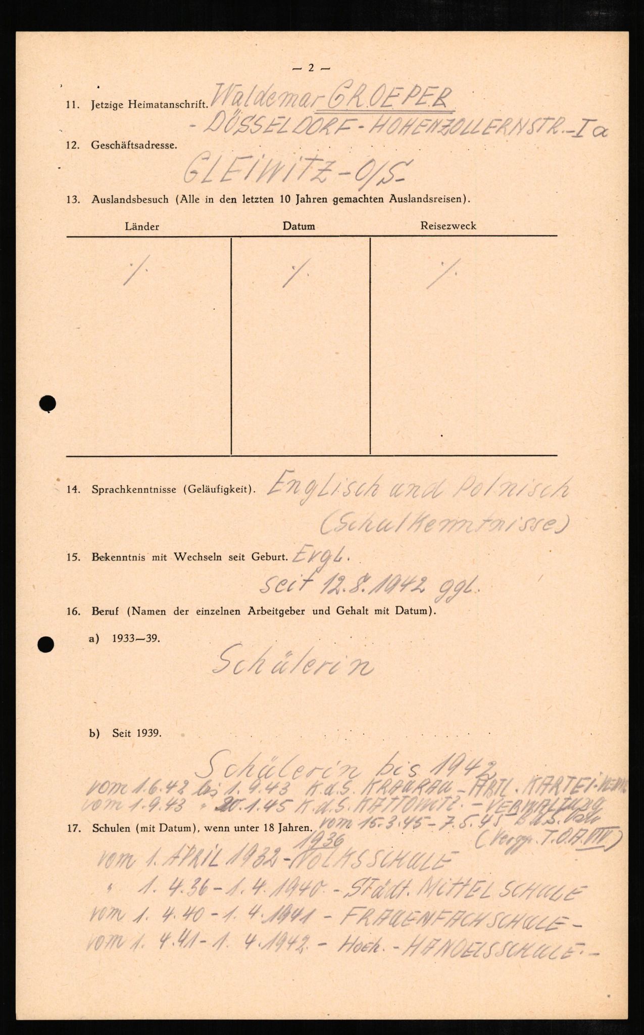 Forsvaret, Forsvarets overkommando II, AV/RA-RAFA-3915/D/Db/L0008: CI Questionaires. Tyske okkupasjonsstyrker i Norge. Tyskere., 1945-1946, s. 44