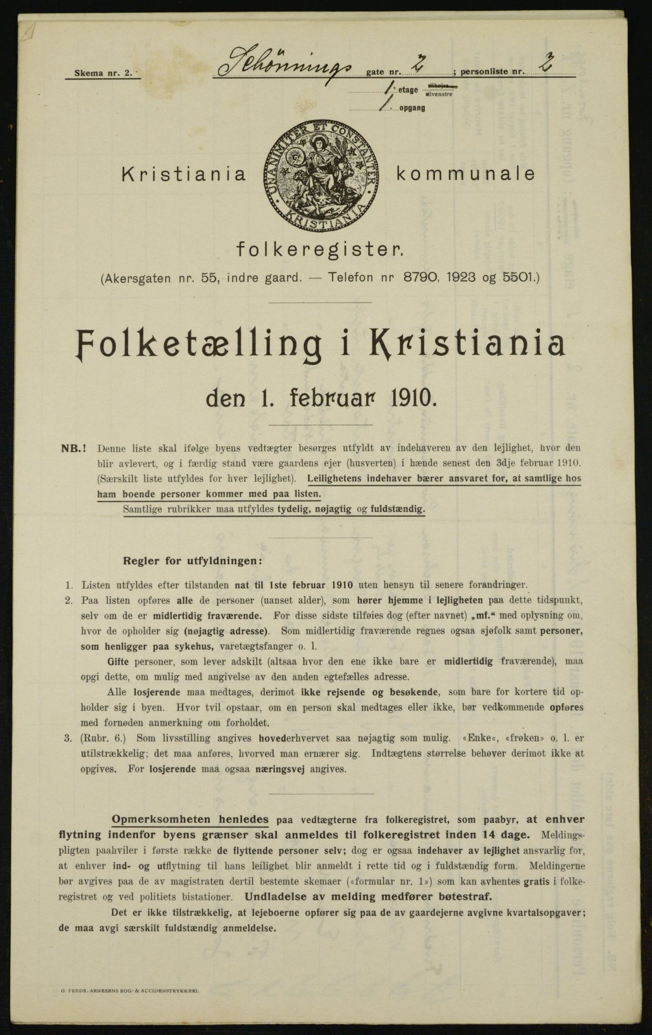 OBA, Kommunal folketelling 1.2.1910 for Kristiania, 1910, s. 89164