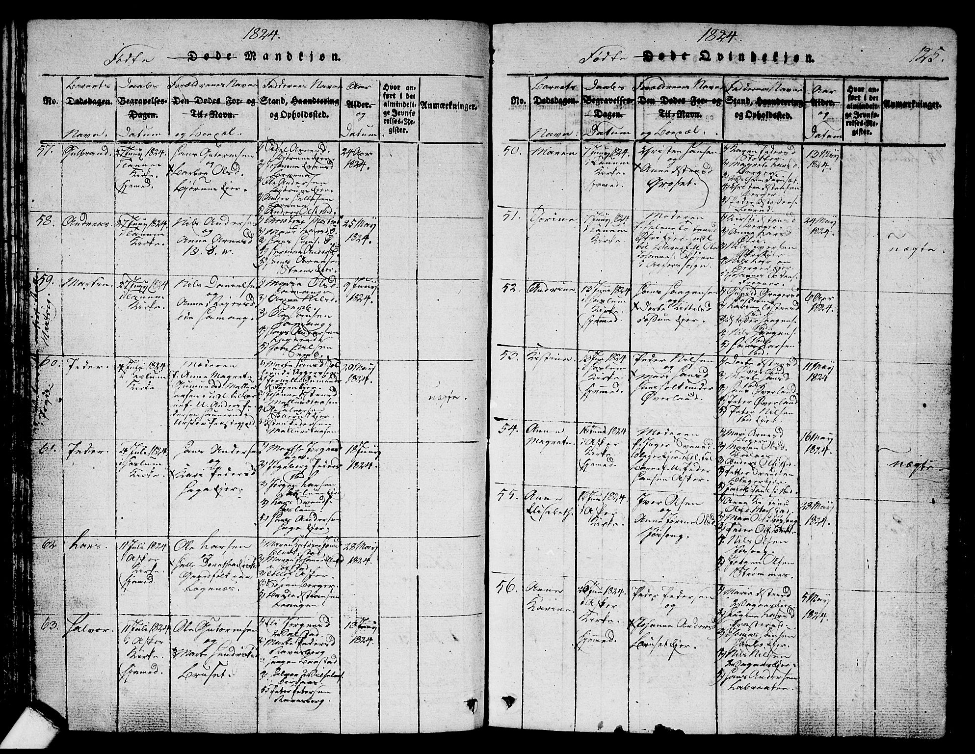 Asker prestekontor Kirkebøker, SAO/A-10256a/G/Ga/L0001: Klokkerbok nr. I 1, 1814-1830, s. 125