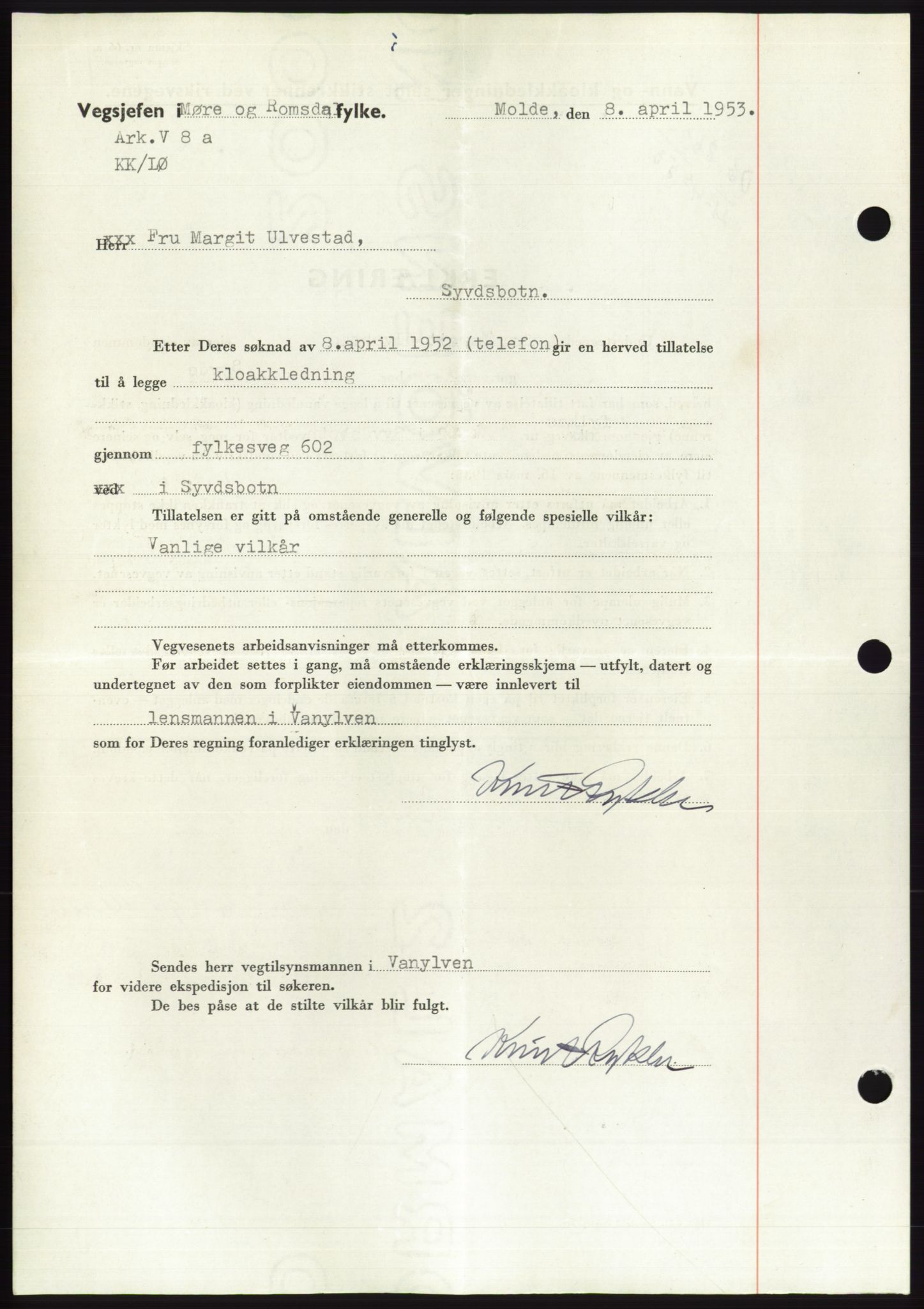 Søre Sunnmøre sorenskriveri, AV/SAT-A-4122/1/2/2C/L0094: Pantebok nr. 20A, 1953-1953, Dagboknr: 860/1953