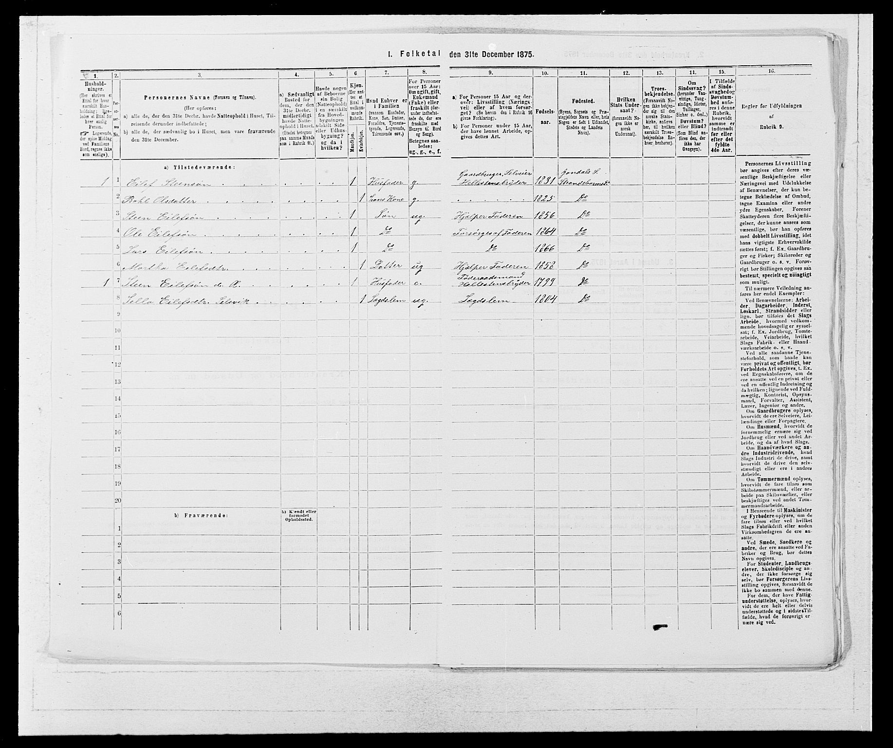 SAB, Folketelling 1875 for 1226P Strandebarm prestegjeld, 1875, s. 924