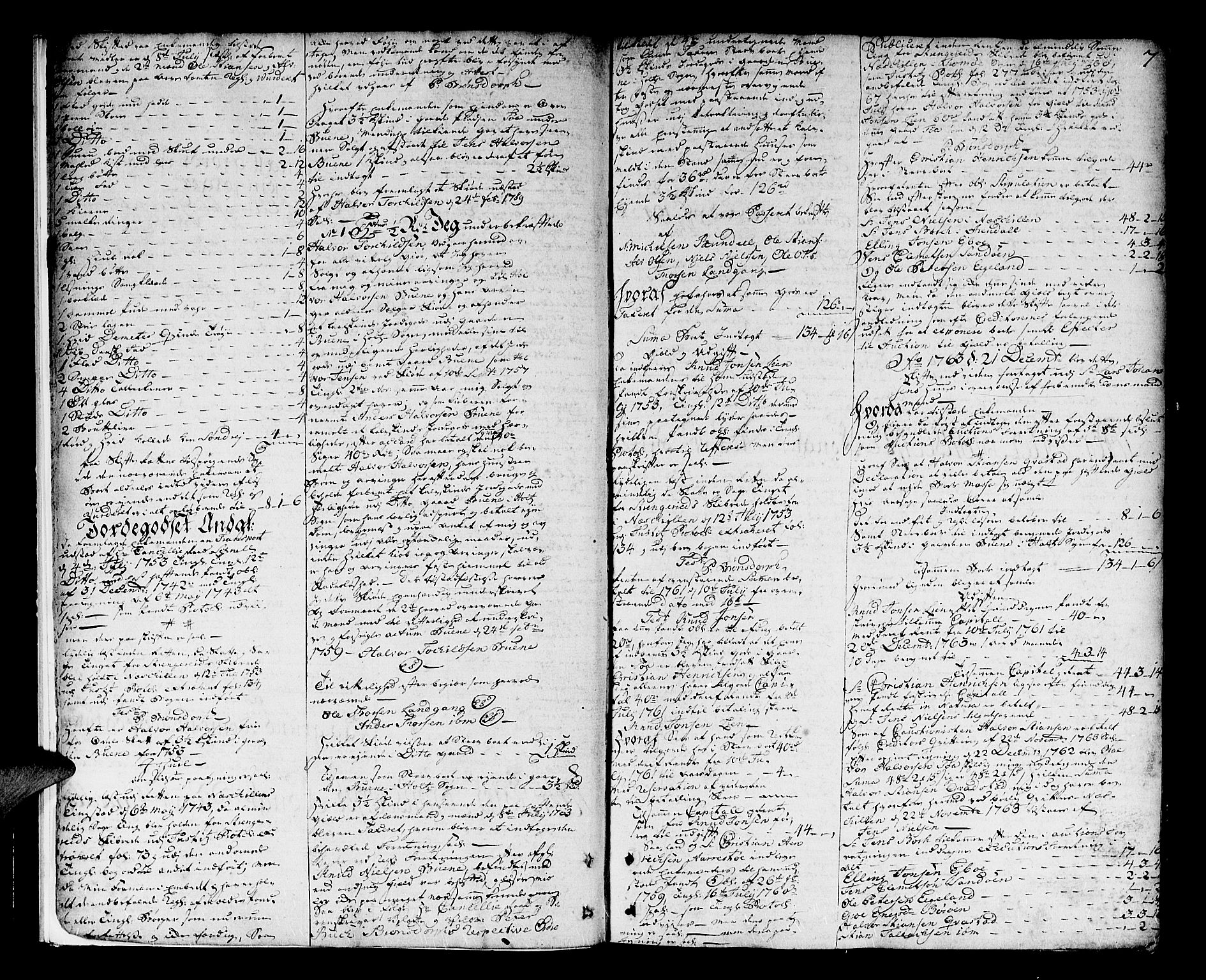 Nedenes sorenskriveri før 1824, AV/SAK-1221-0007/H/Hc/L0030: Skifteprotokoll med register nr 21a, 1763-1767, s. 6b-7a