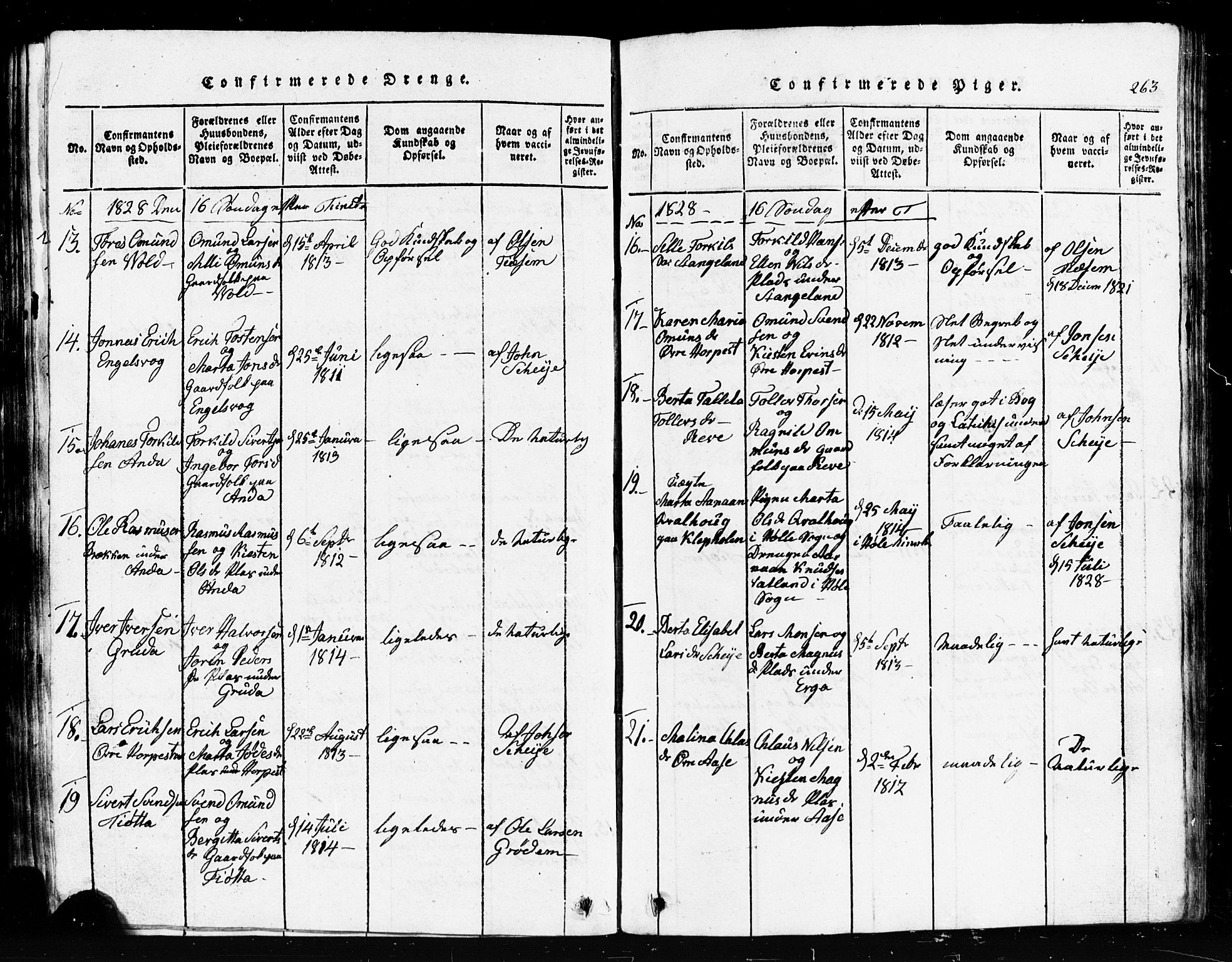 Klepp sokneprestkontor, AV/SAST-A-101803/001/3/30BB/L0001: Klokkerbok nr.  B 1, 1816-1859, s. 263