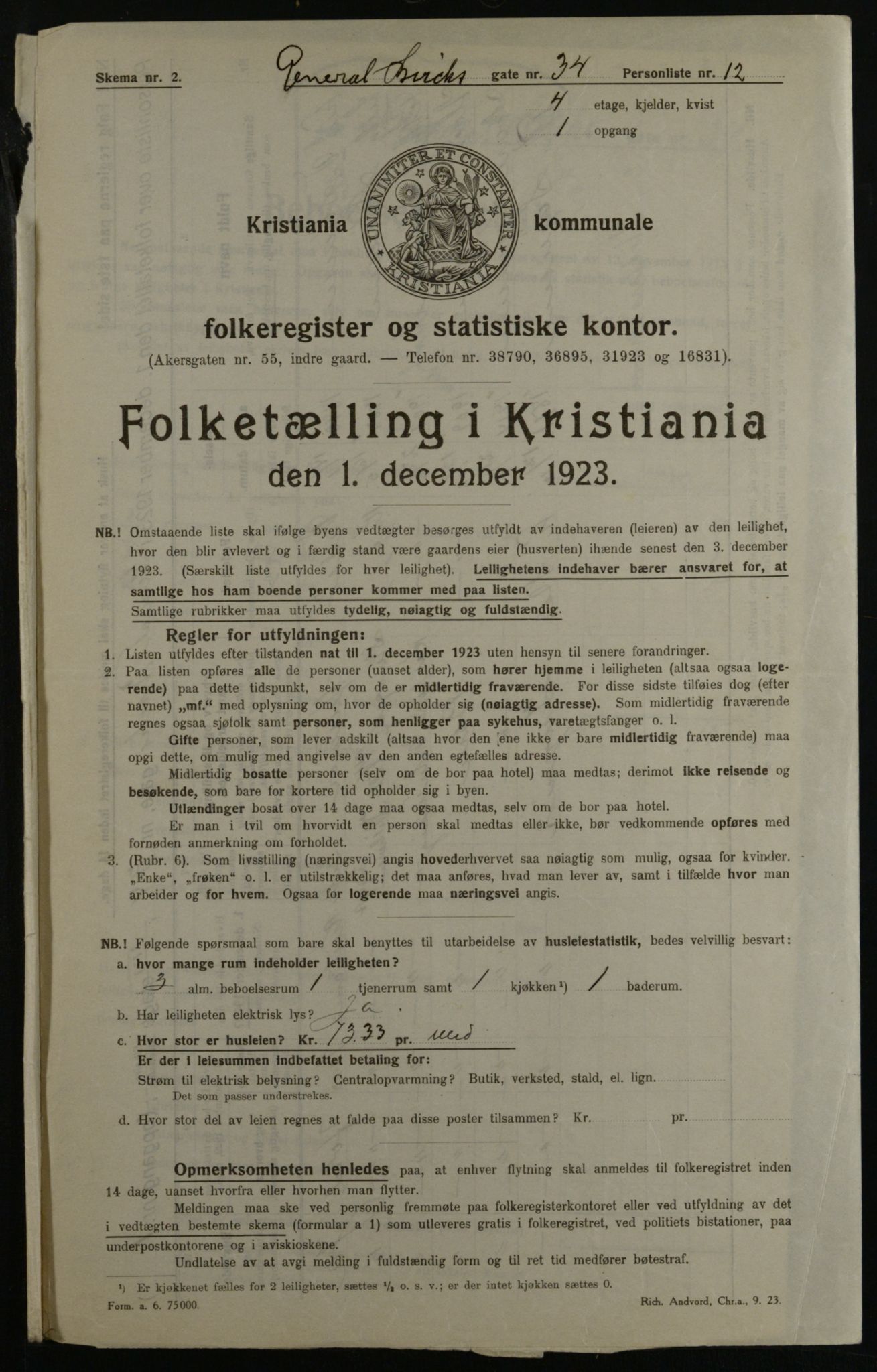 OBA, Kommunal folketelling 1.12.1923 for Kristiania, 1923, s. 32977