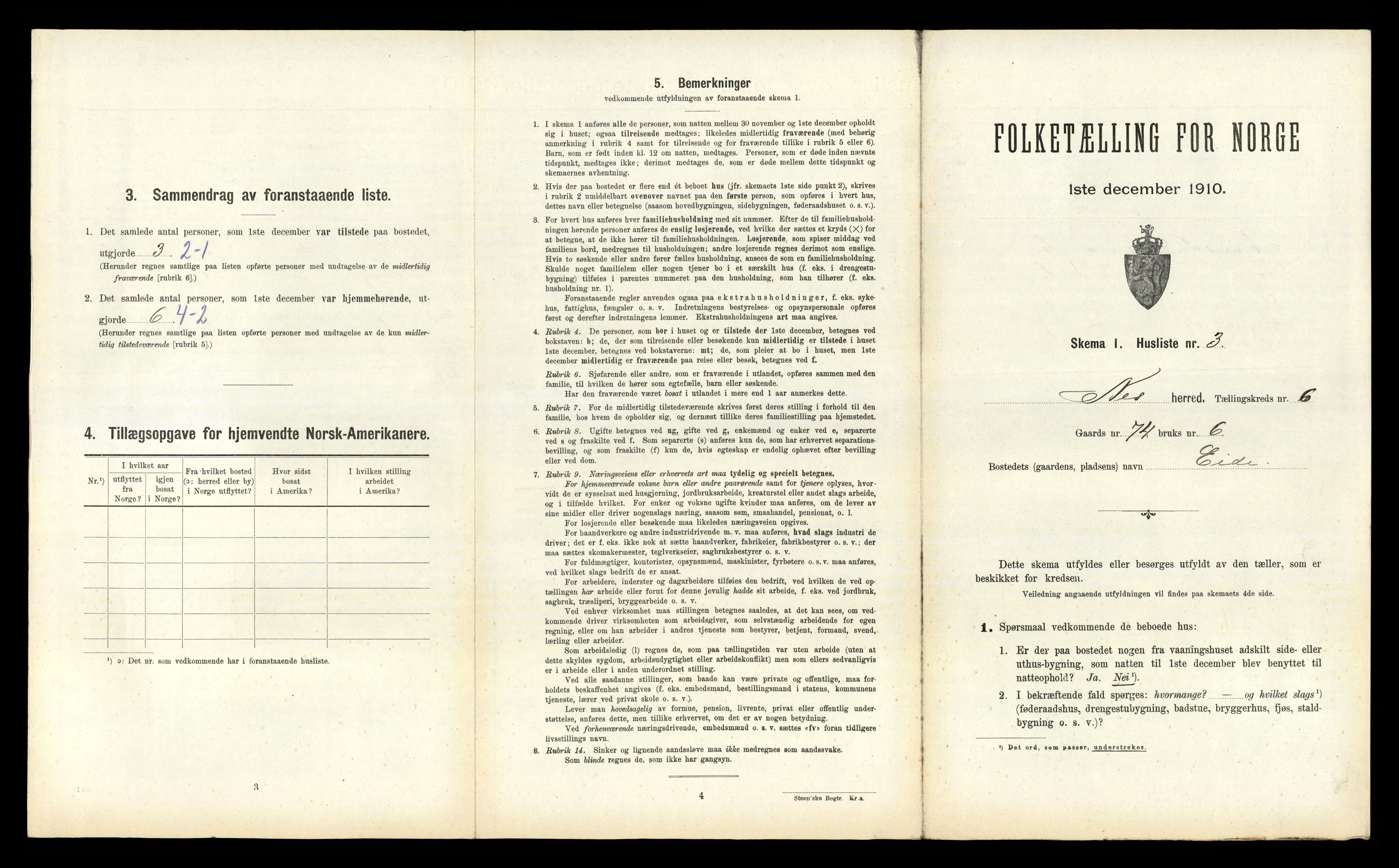 RA, Folketelling 1910 for 1043 Nes herred, 1910, s. 445